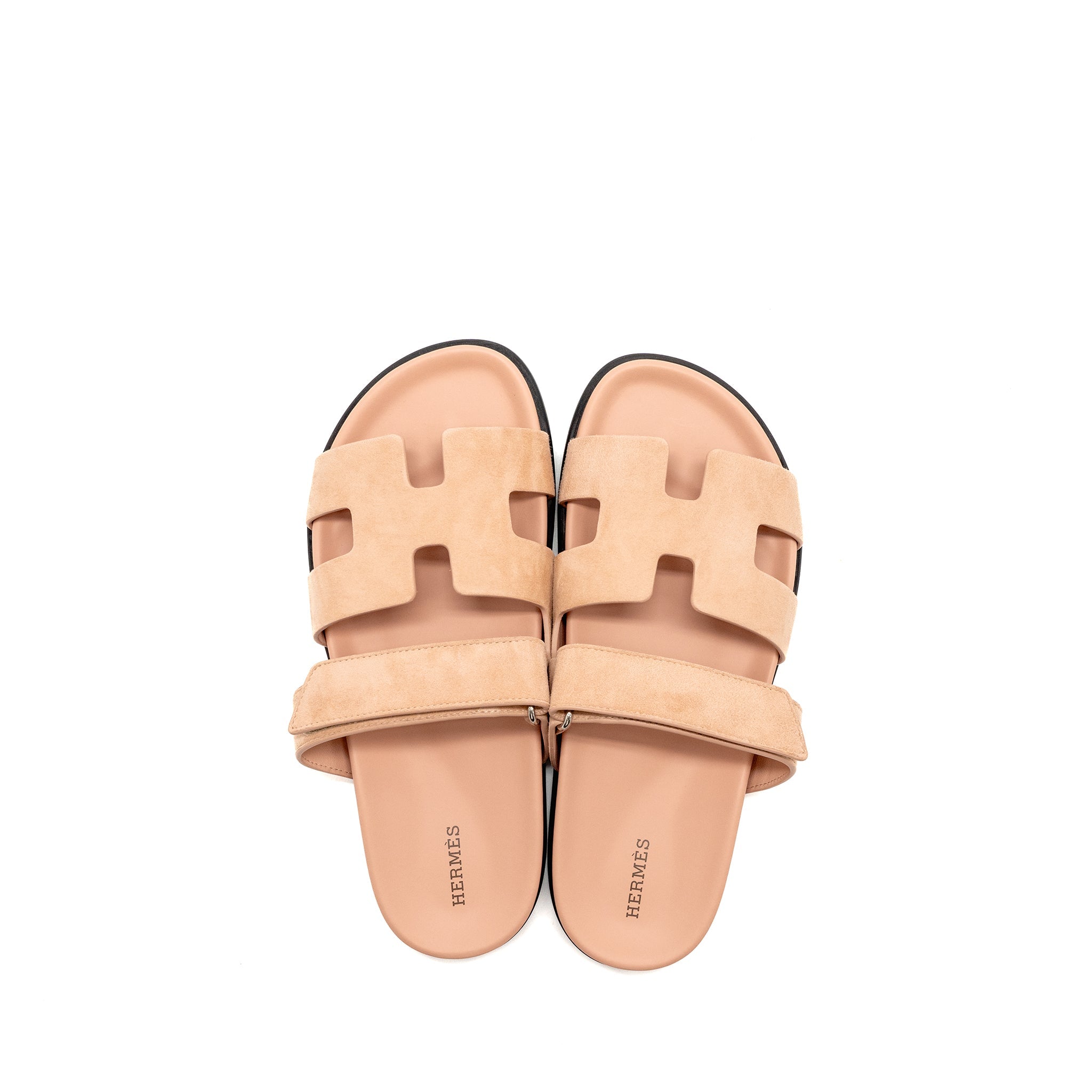HERMES FEMME CHYPRE SANDALS CHEVRE GOATSKIN/SUEDE NUDE