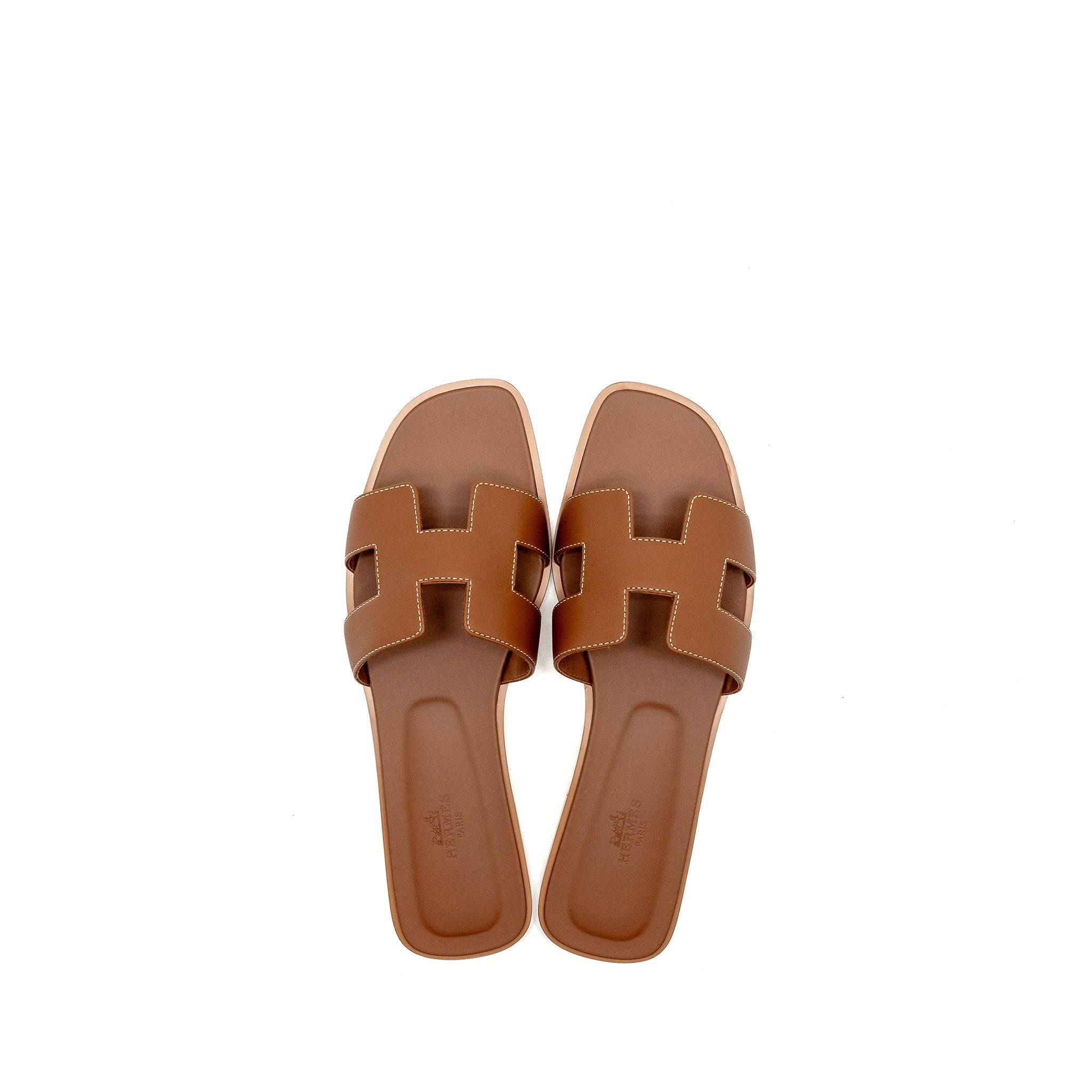 HERMES ORAN SANDALS CALFSKIN GOLD