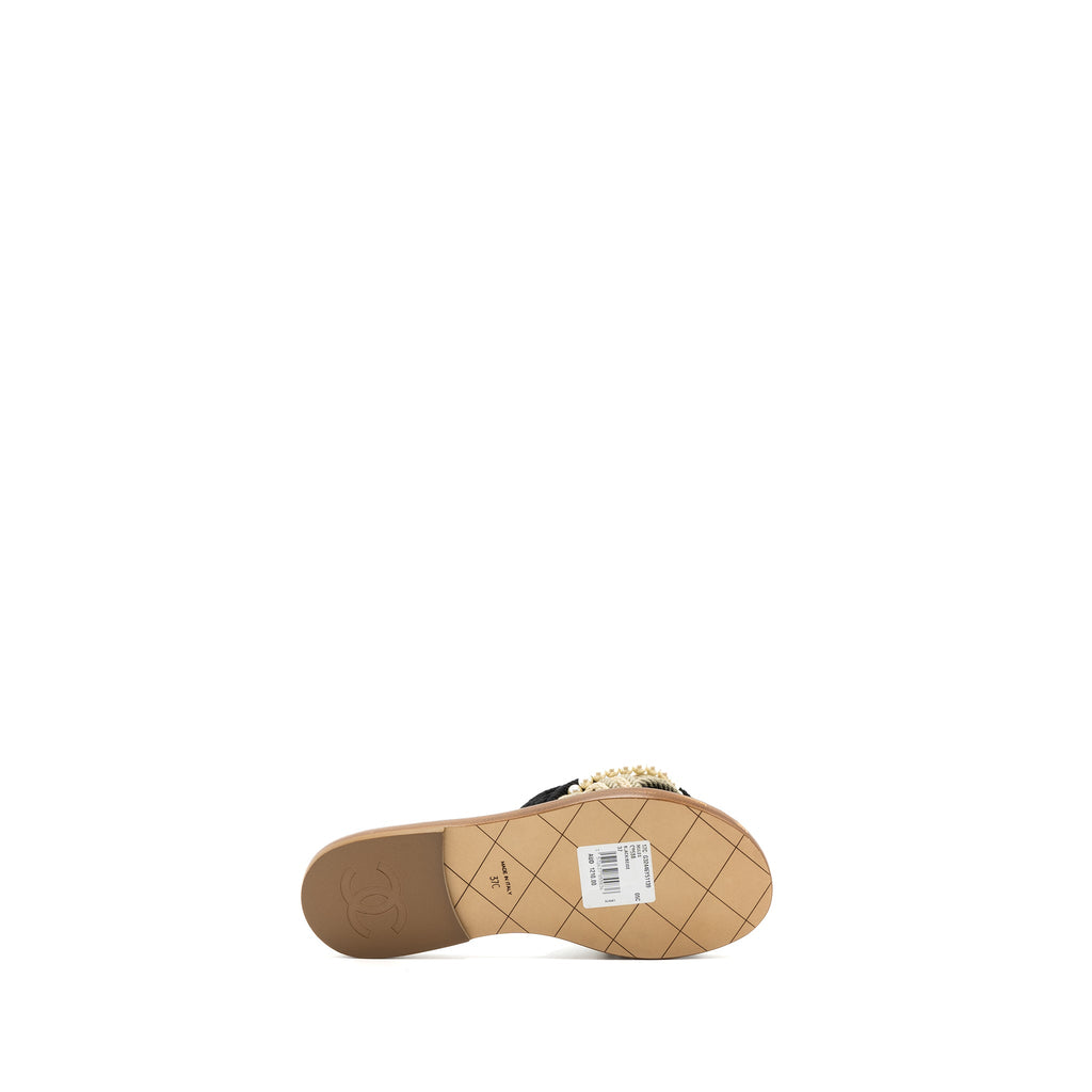 CHANEL MULES CORD/LAMBSKIN BLACK