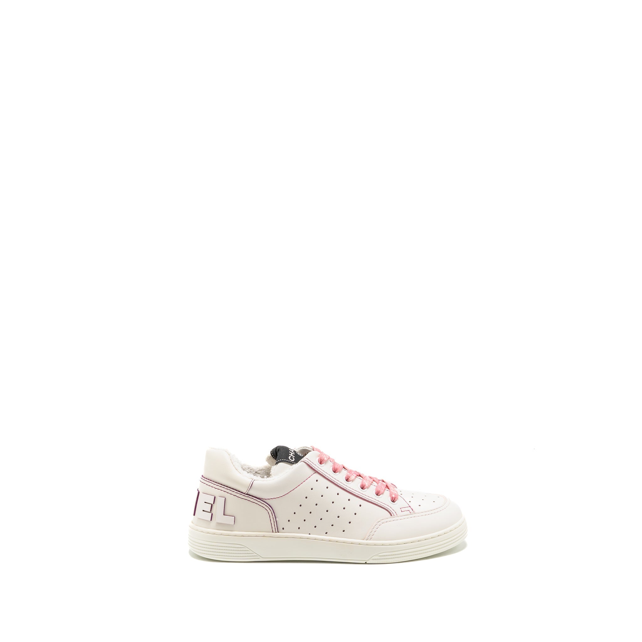 CHANEL LOGO SNEAKERS CALFSKIN WHITE/PINK