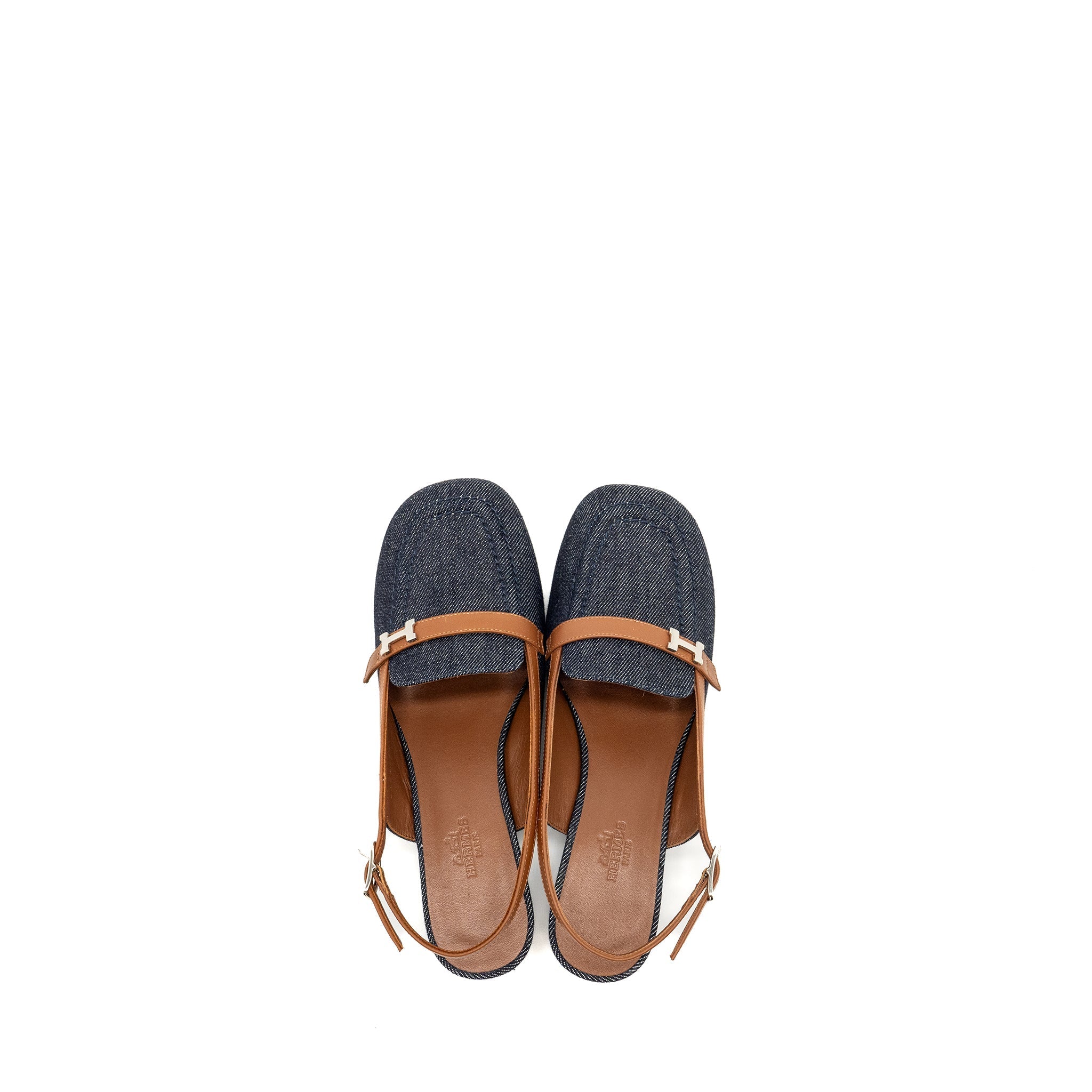 HERMES SANDALS DENIM DARK BLUE/GOLD SHW