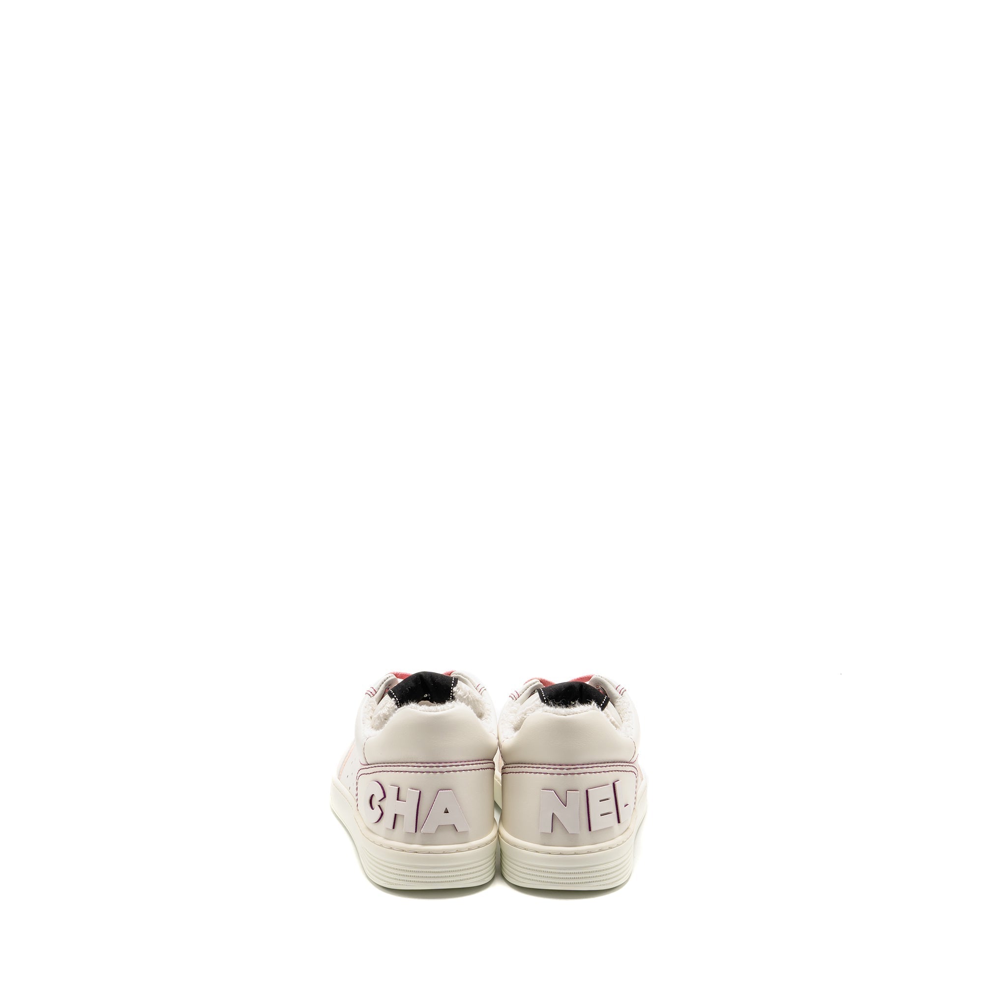 CHANEL LOGO SNEAKERS CALFSKIN WHITE/PINK
