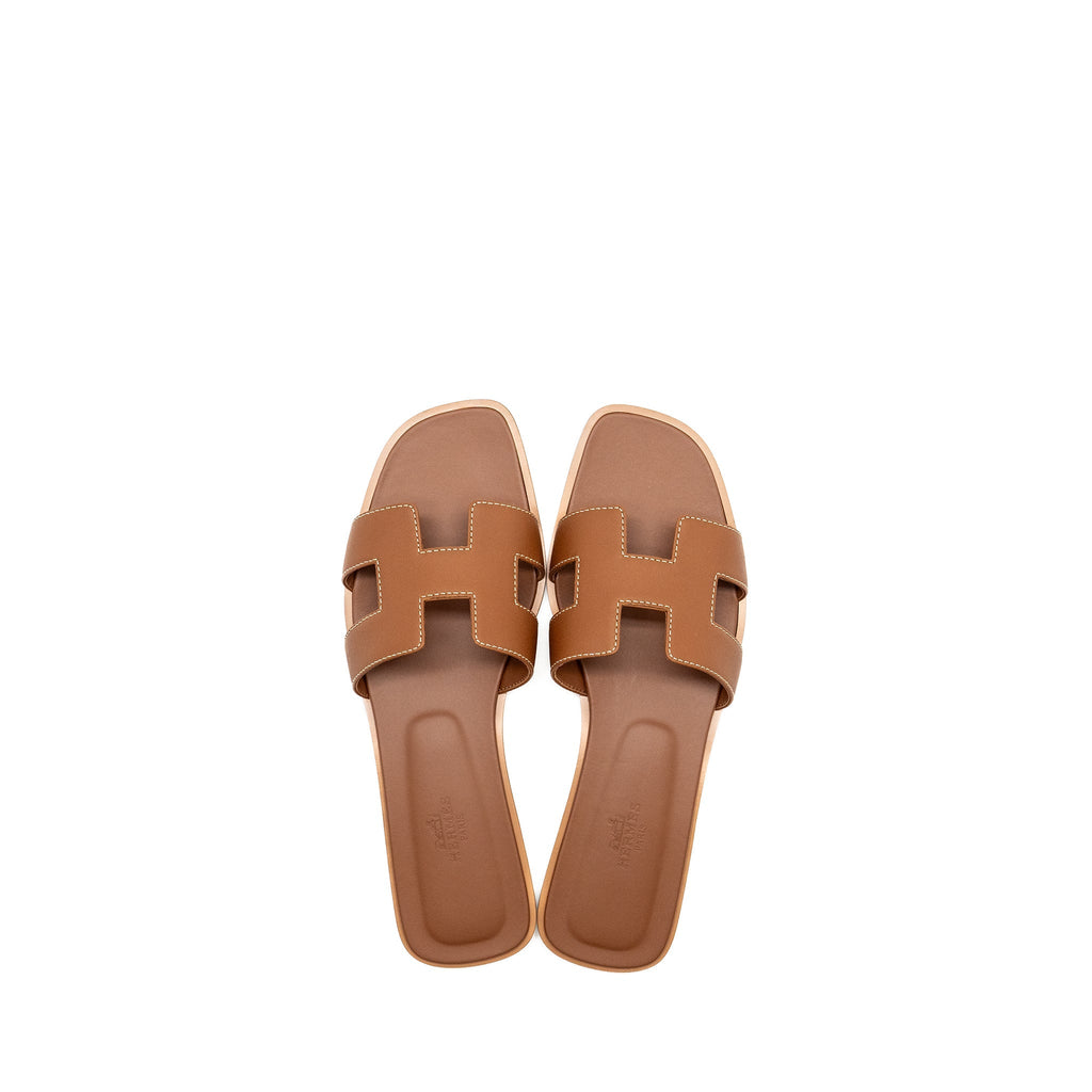 HERMES ORAN SANDALS CALFSKIN GOLD