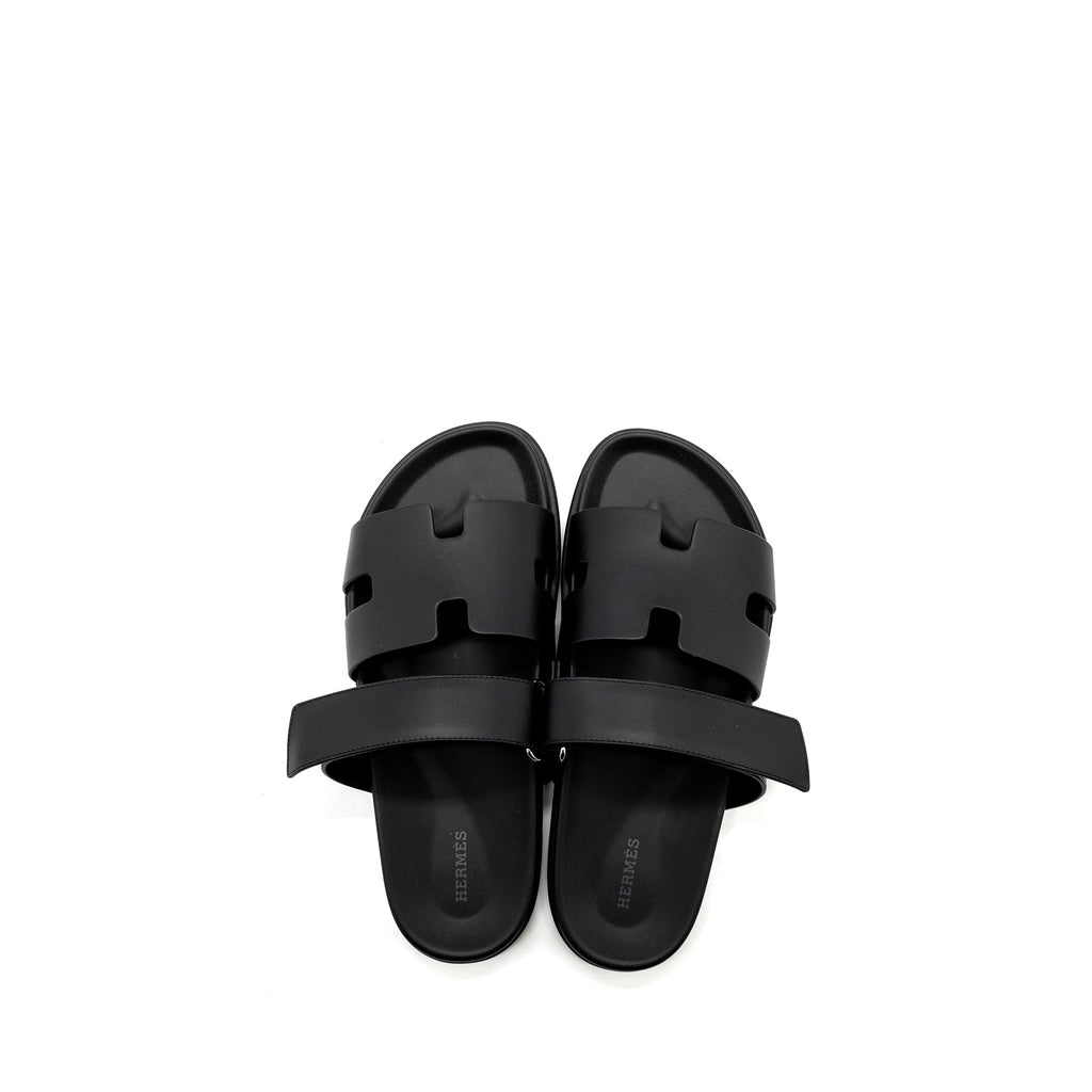 HERMES CHYPRE SANDALS CALFSKIN BLACK