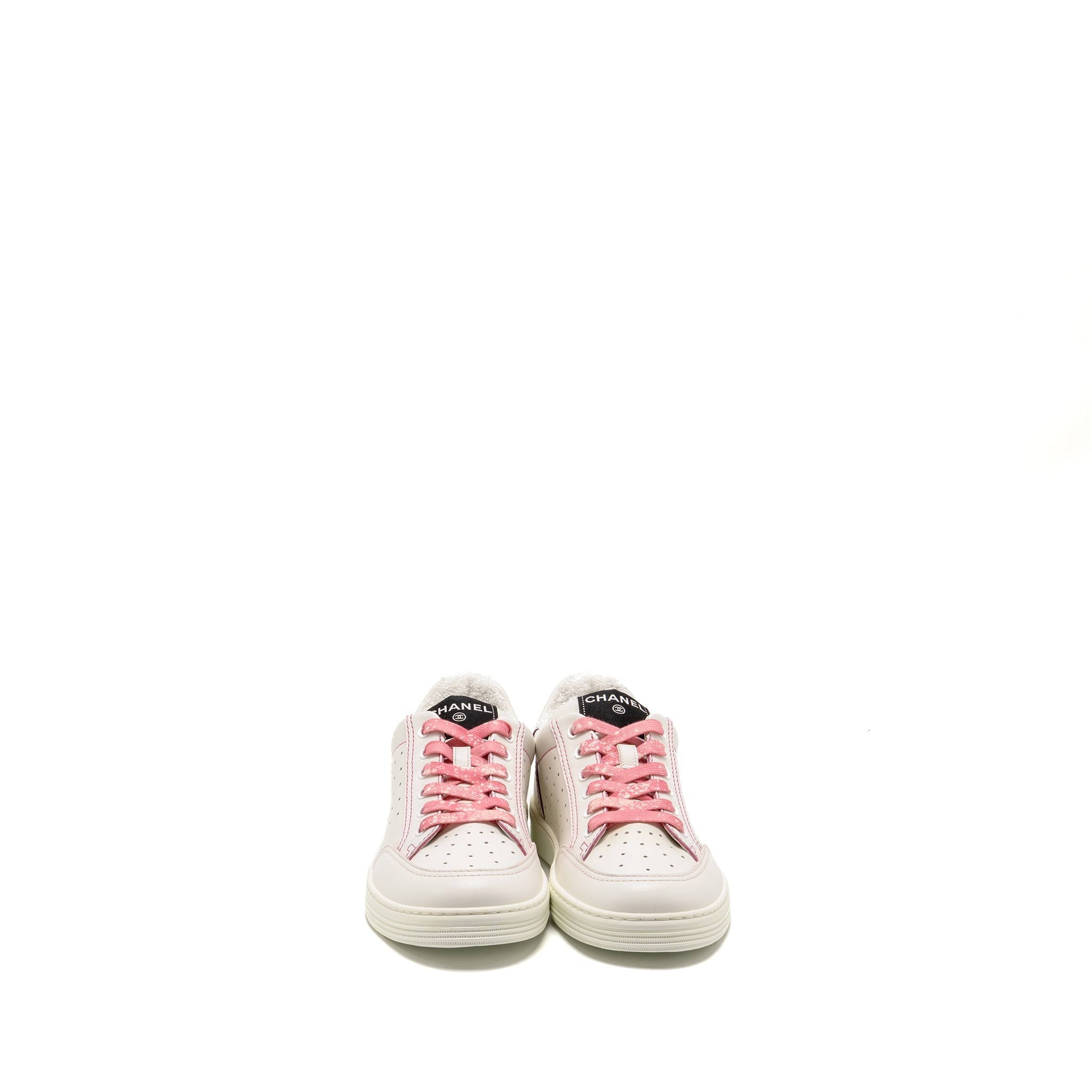 CHANEL LOGO SNEAKERS CALFSKIN WHITE/PINK