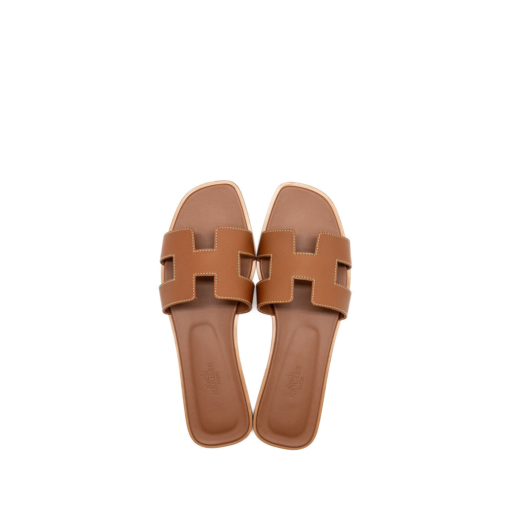 HERMES ORAN SANDALS CALFSKIN GOLD