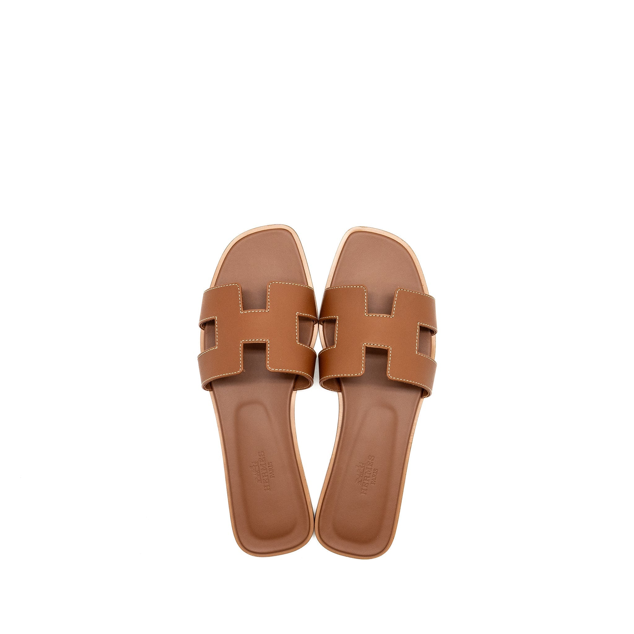 HERMES ORAN SANDALS CALFSKIN GOLD