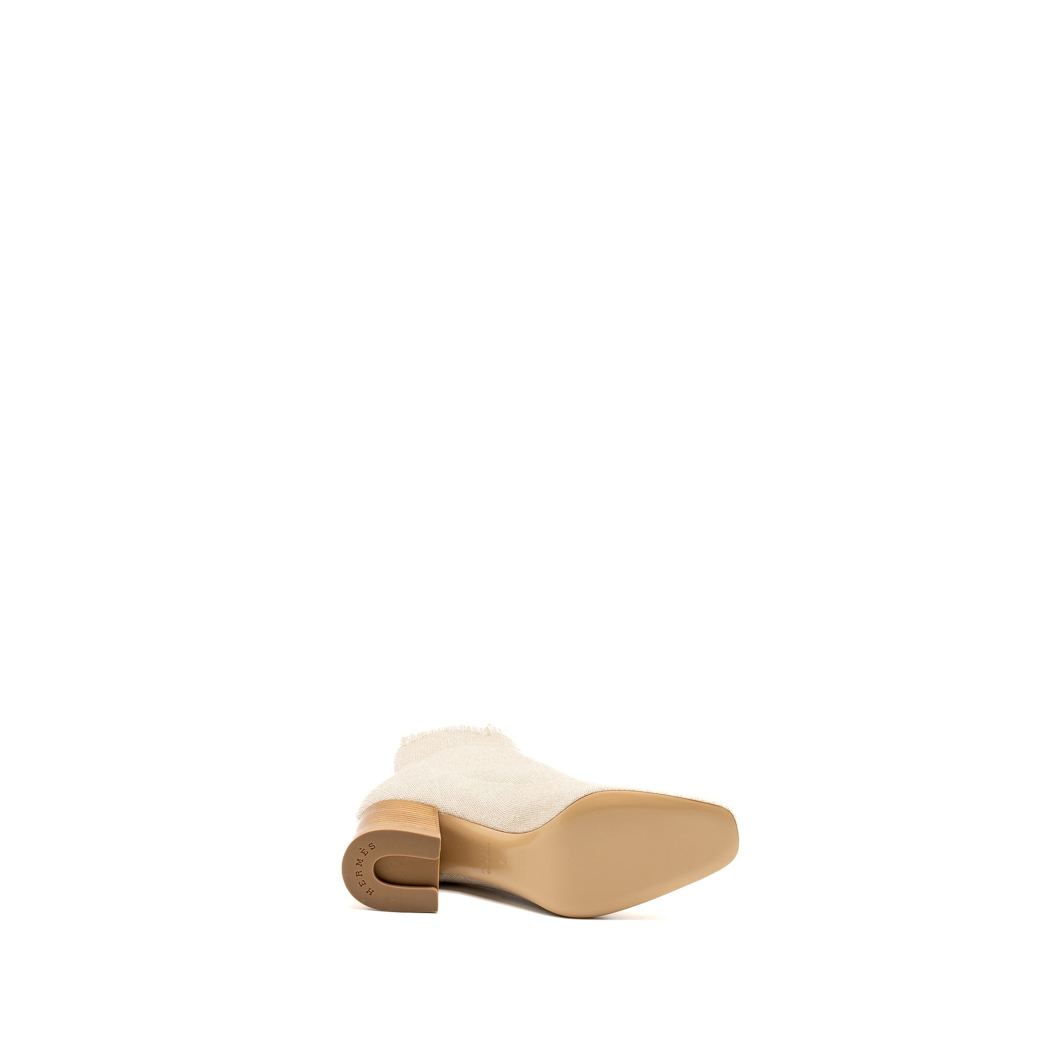 HERMES VOLVER ANKLE BOOT CHENILLE KNIT/CALFSKIN BLANC