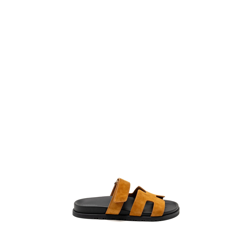 HERMES CHYPRE SANDAL SUEDE GOATSKIN GOLD
