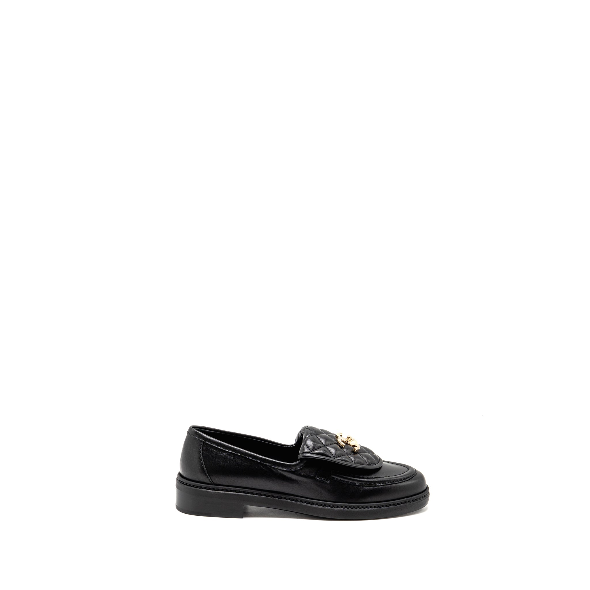 CHANEL TURNLOCK LOAFER QUILTED LEATHER BLACK LGHW