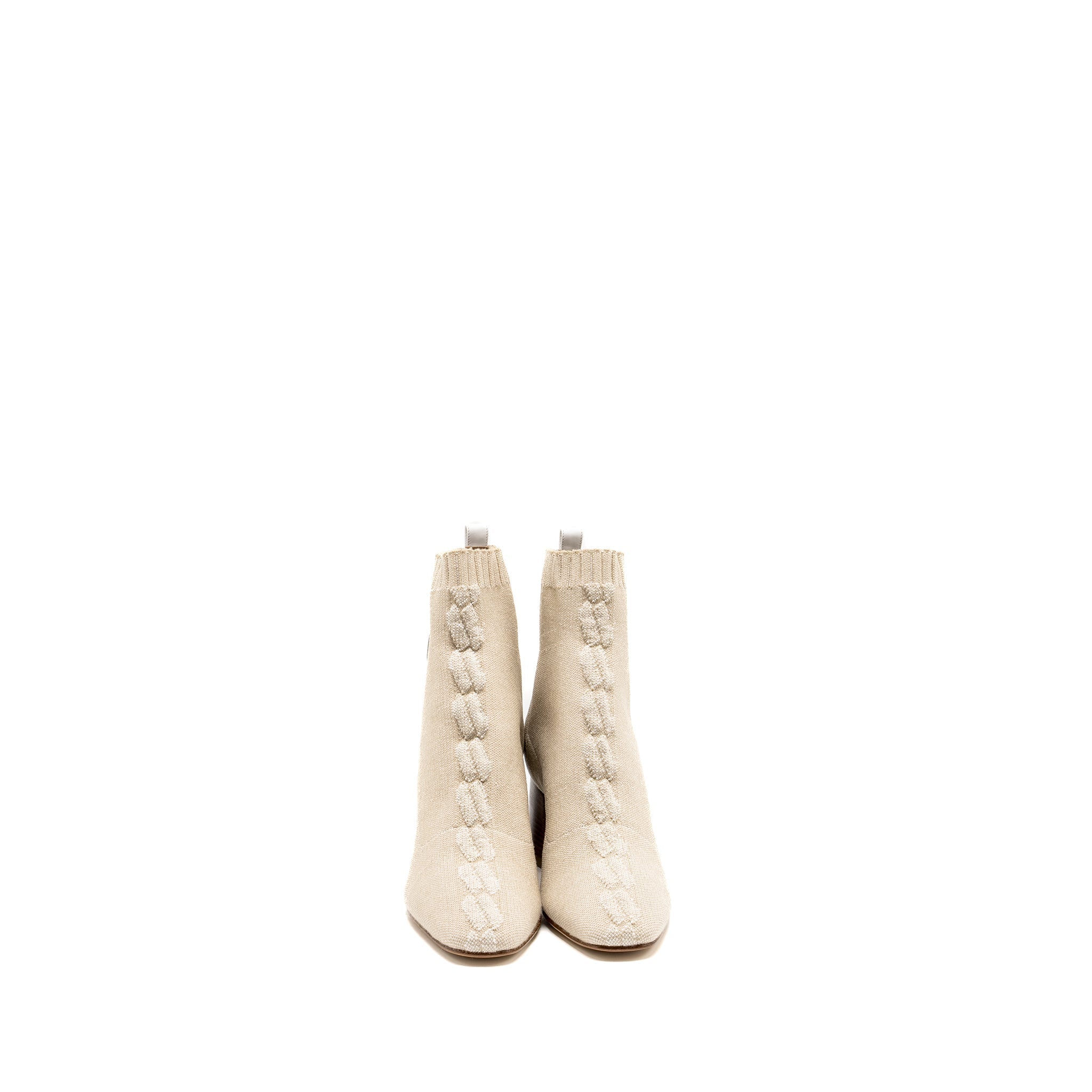HERMES VOLVER ANKLE BOOT CHENILLE KNIT/CALFSKIN BLANC