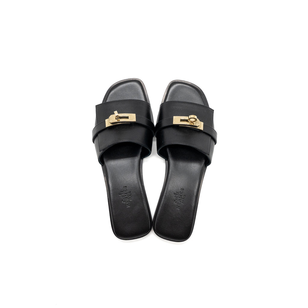 HERMES GIULIA SANDALS BLACK GHW