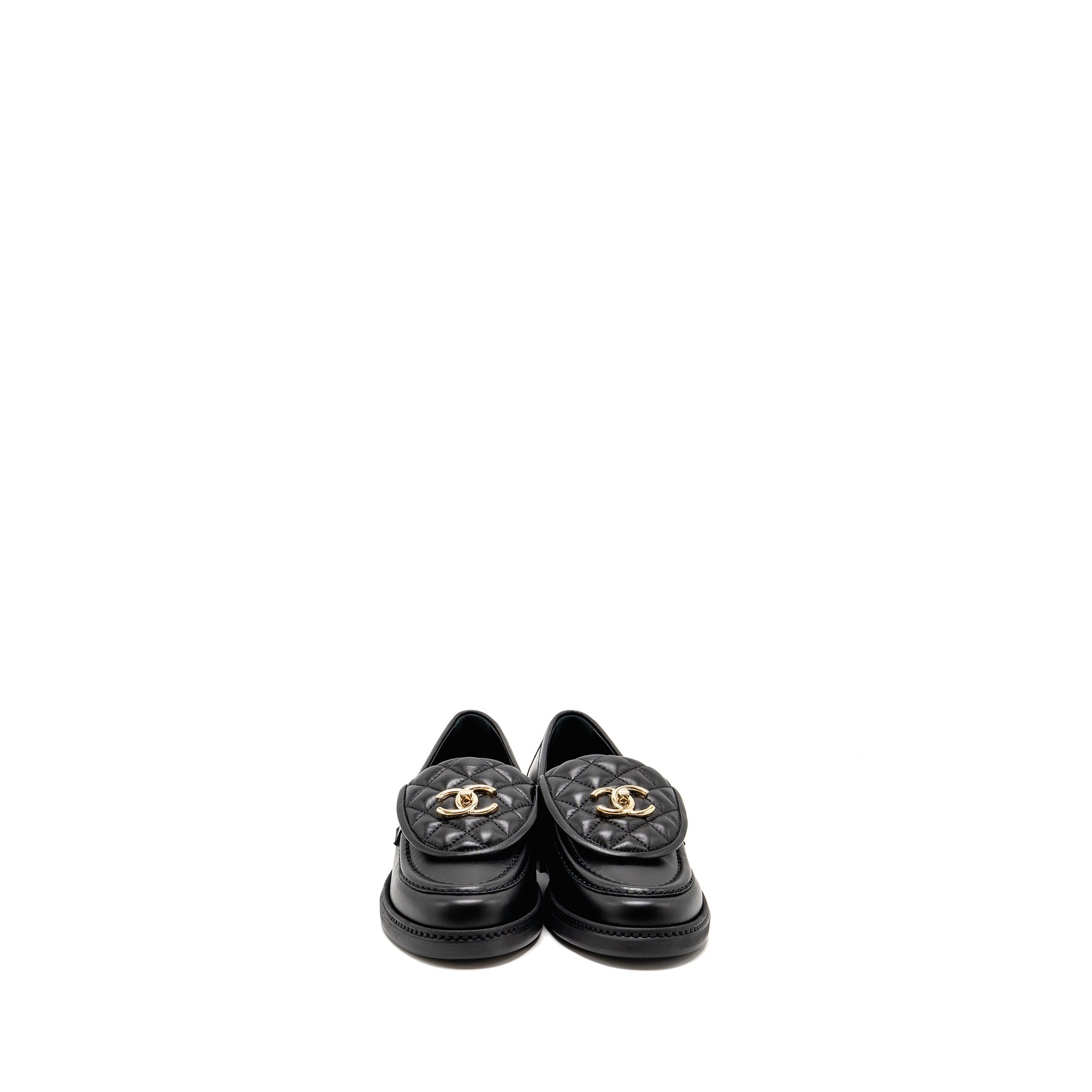 CHANEL TURNLOCK LOAFER QUILTED LEATHER BLACK LGHW