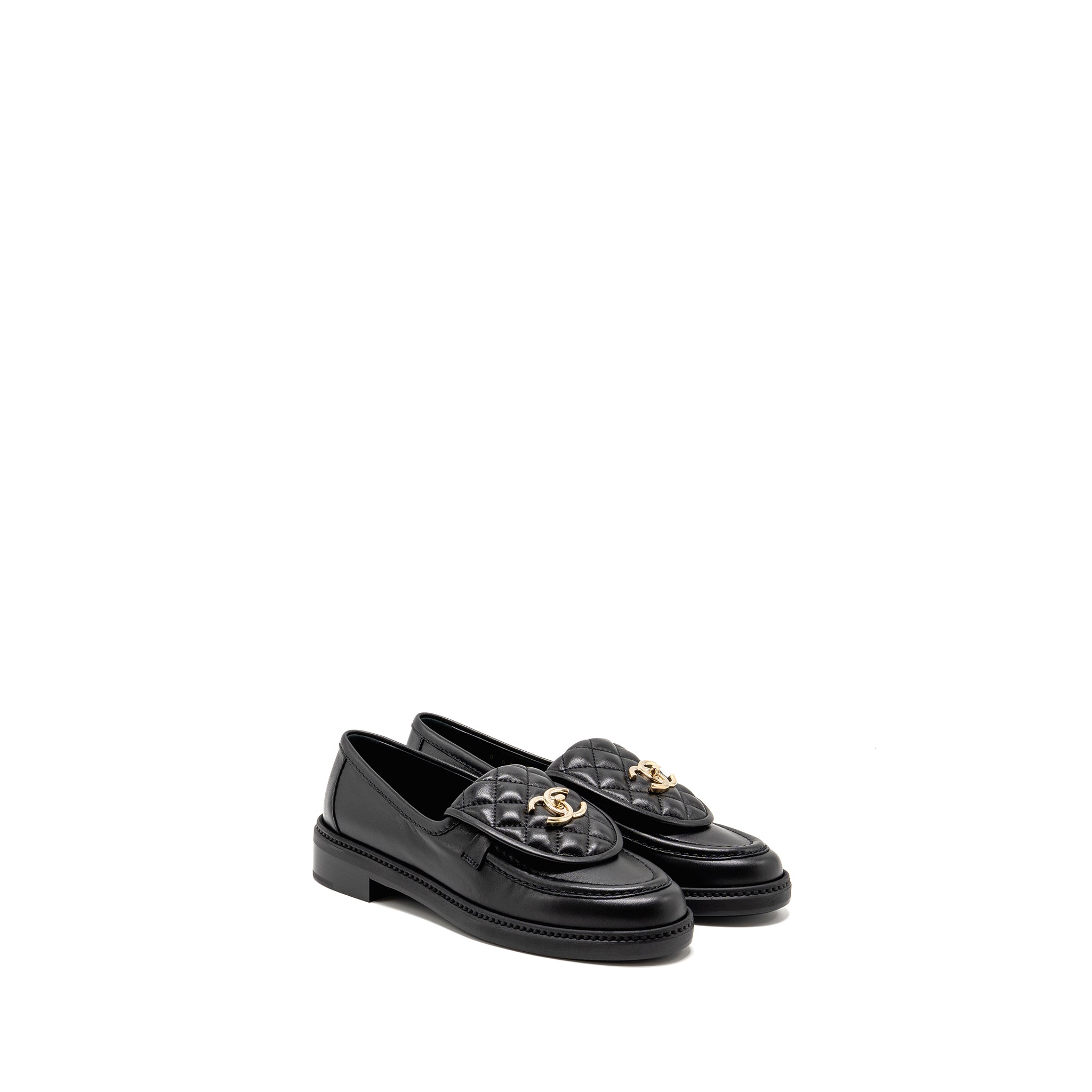CHANEL TURNLOCK LOAFER QUILTED LEATHER BLACK LGHW