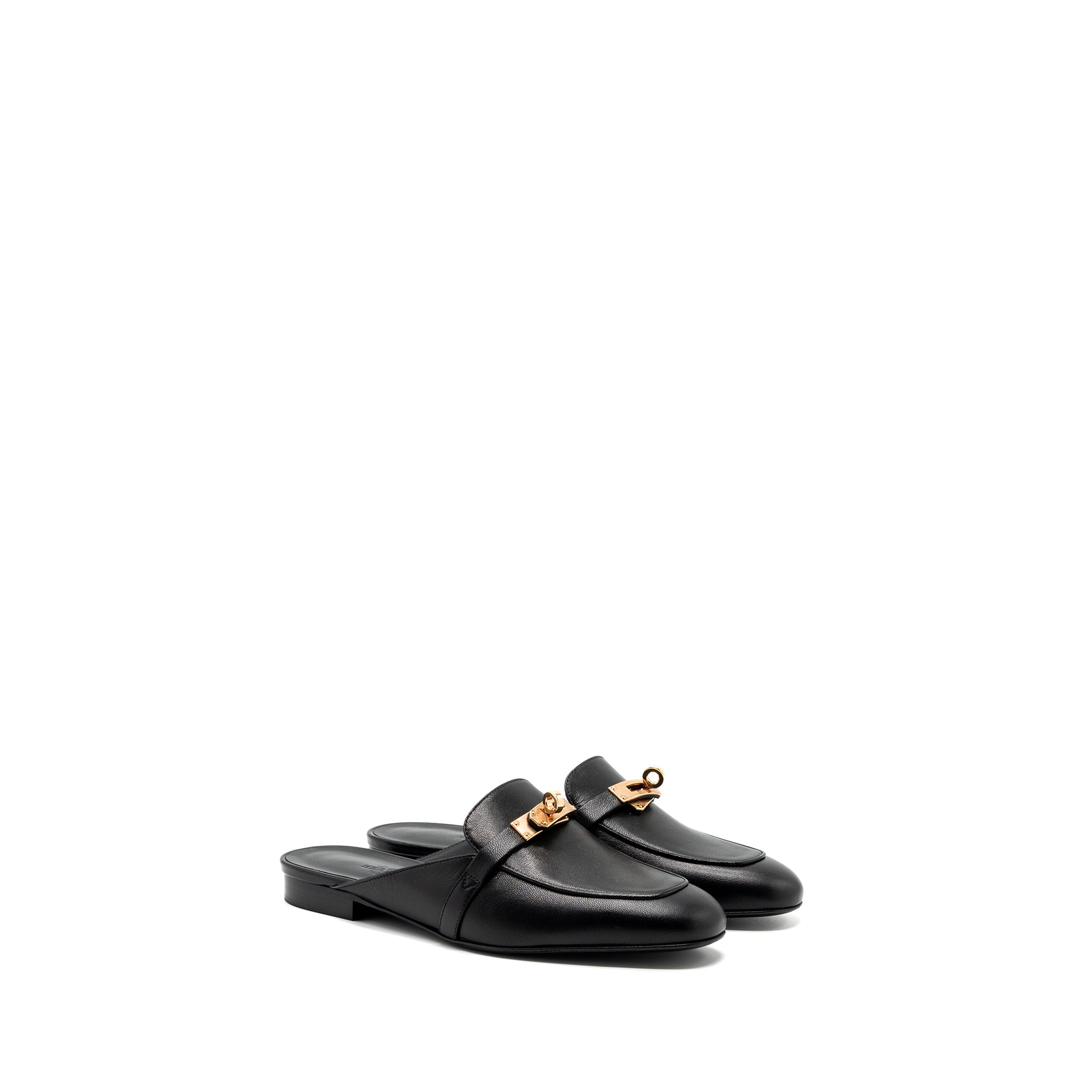 HERMES OZ MULE GOATSKIN BLACK RGHW