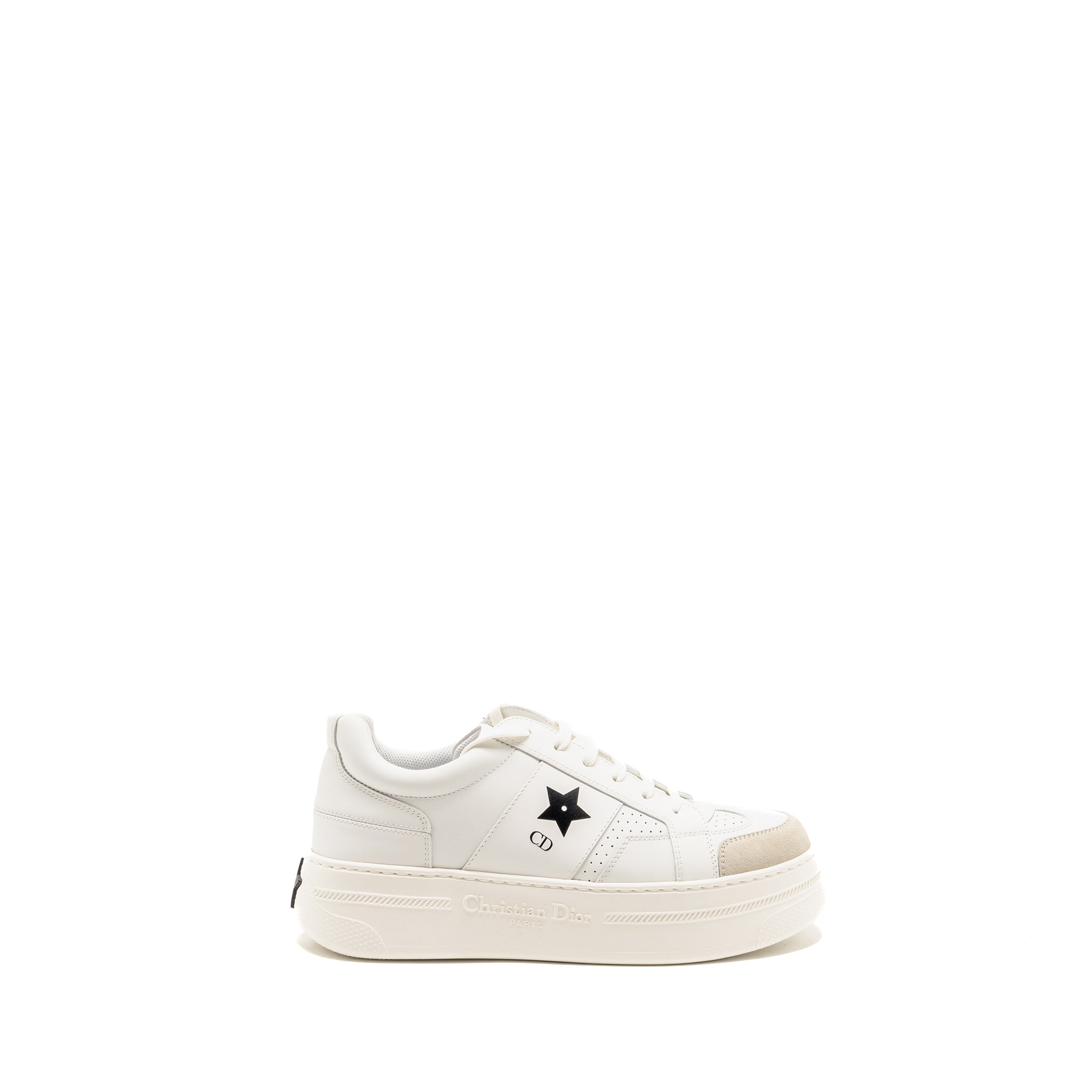 DIOR DIOR STAR PLATFORM SNEAKER CALFSKIN/SUEDE WHITE/BLACK