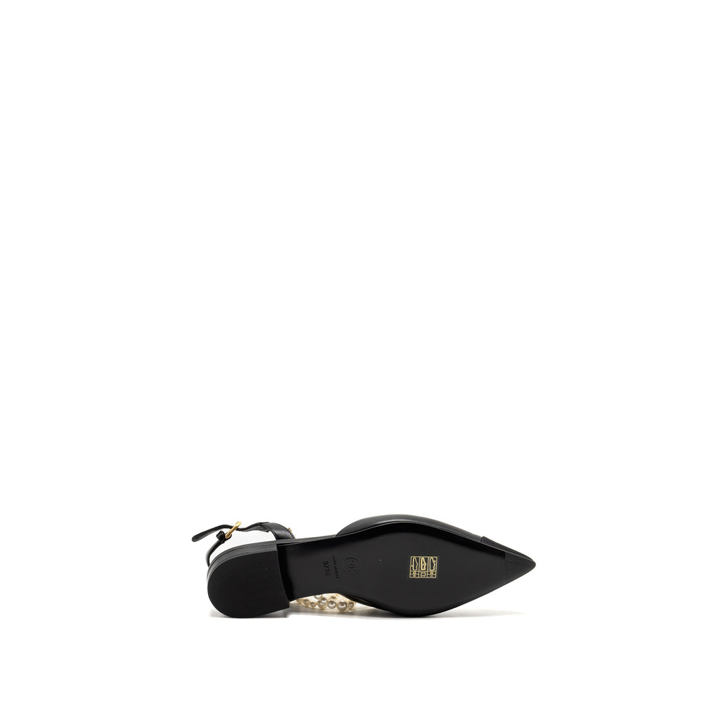 CHANEL 22A SLINGBACK MULES WITH PEARLS LAMBSKIN BLACK LGHW