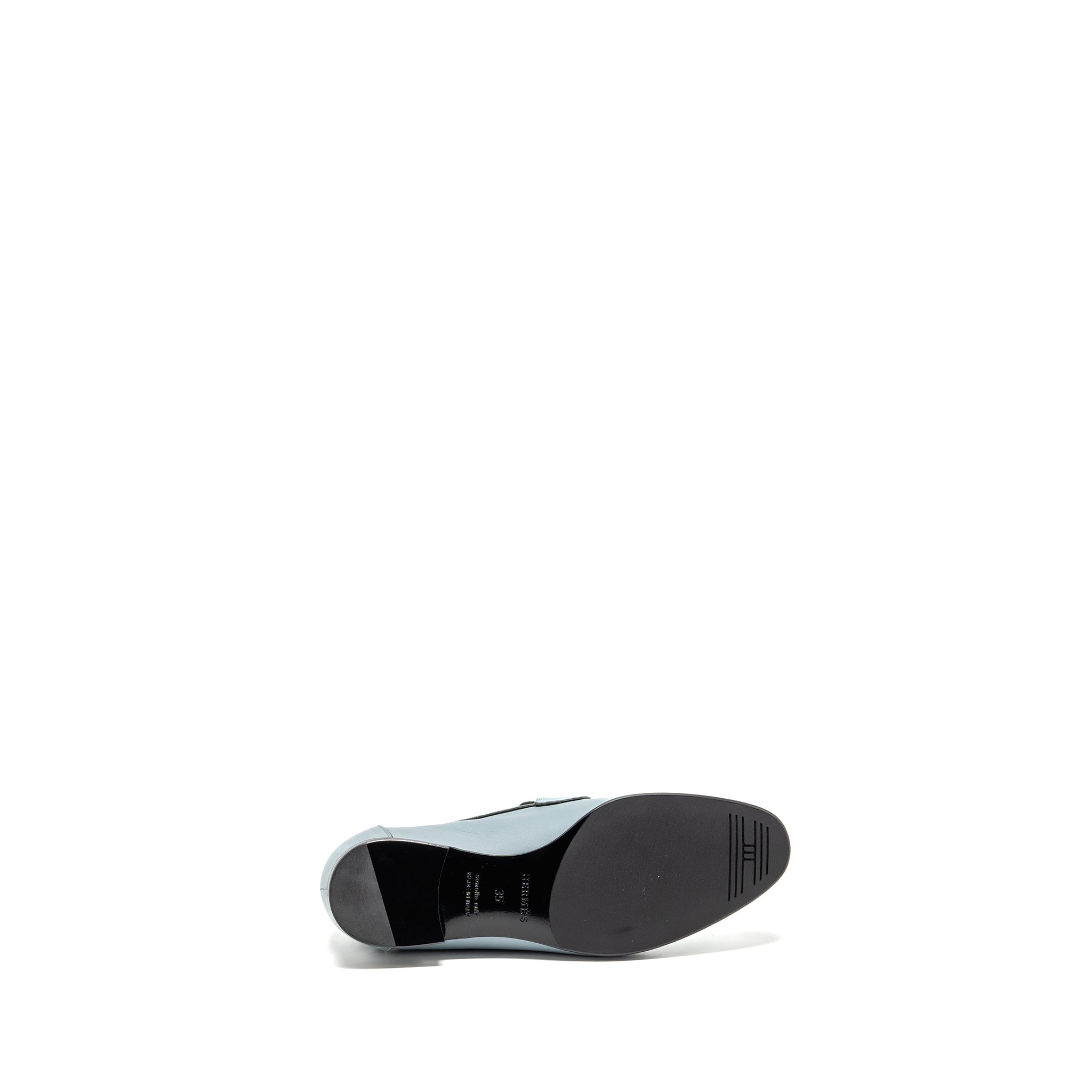 HERMES PARIS MOCASSINS CALFSKIN LEATHER VERT D’EAU