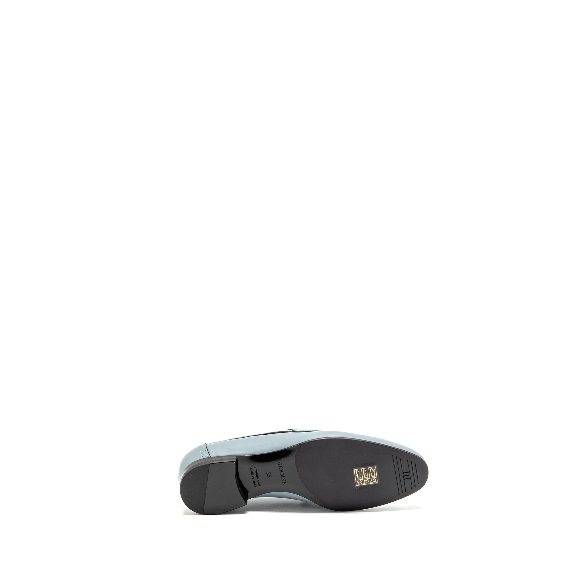 HERMES PARIS MOCASSINS CALFSKIN LEATHER VERT D’EAU