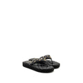 CHANEL 23P QUILTED CHARMS PADDED FLIP FLOPS/SANDALS LAMBSKIN BLACK