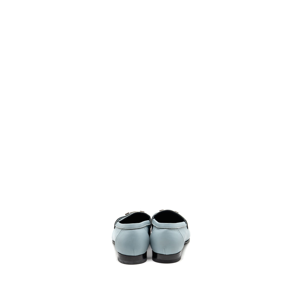 HERMES PARIS MOCASSINS CALFSKIN LEATHER VERT D’EAU