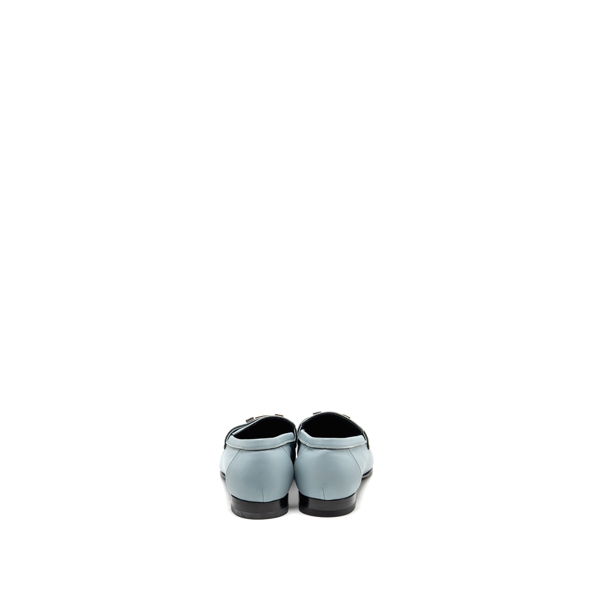 HERMES PARIS MOCASSINS CALFSKIN LEATHER VERT D’EAU