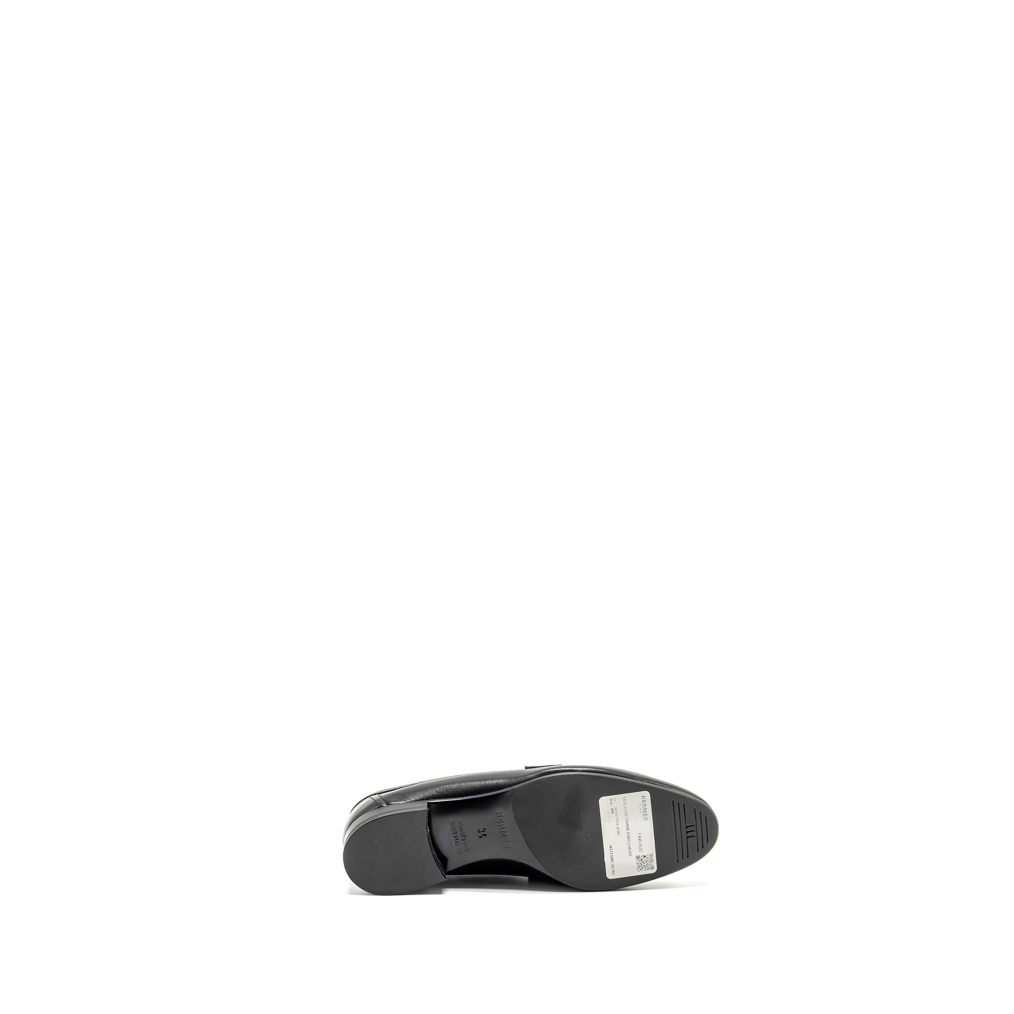 HERMES MOCASSIN FEMME PARIS LOAFER BLACK/ROSE SHW