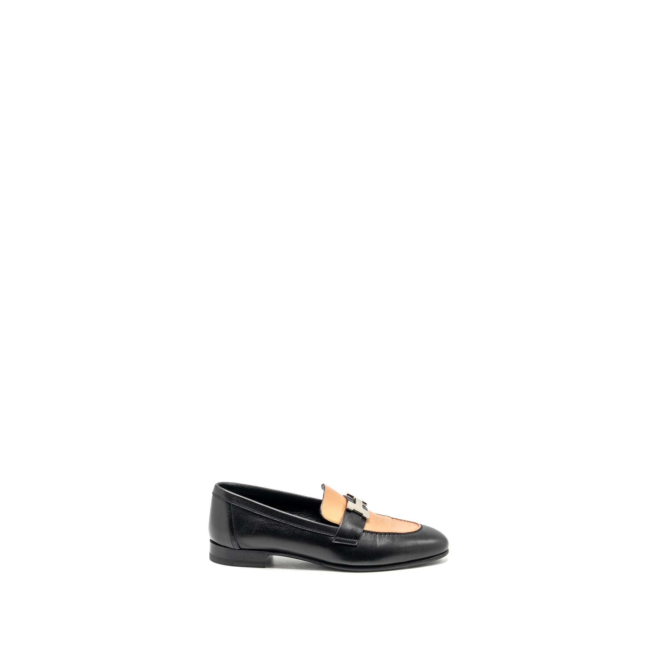 HERMES MOCASSIN FEMME PARIS LOAFER BLACK/ROSE SHW