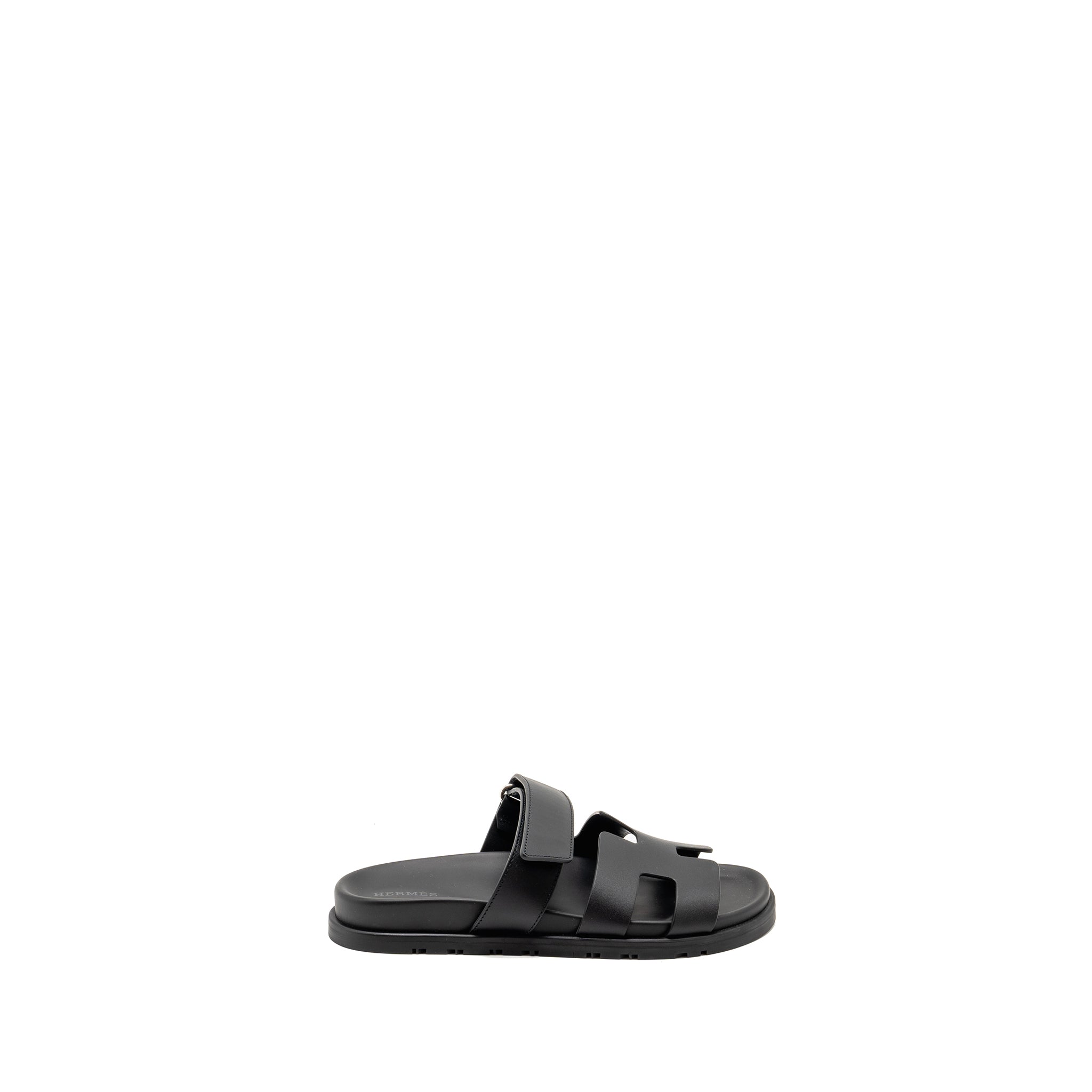 HERMES CHYPRE SANDALS CALFSKIN BLACK