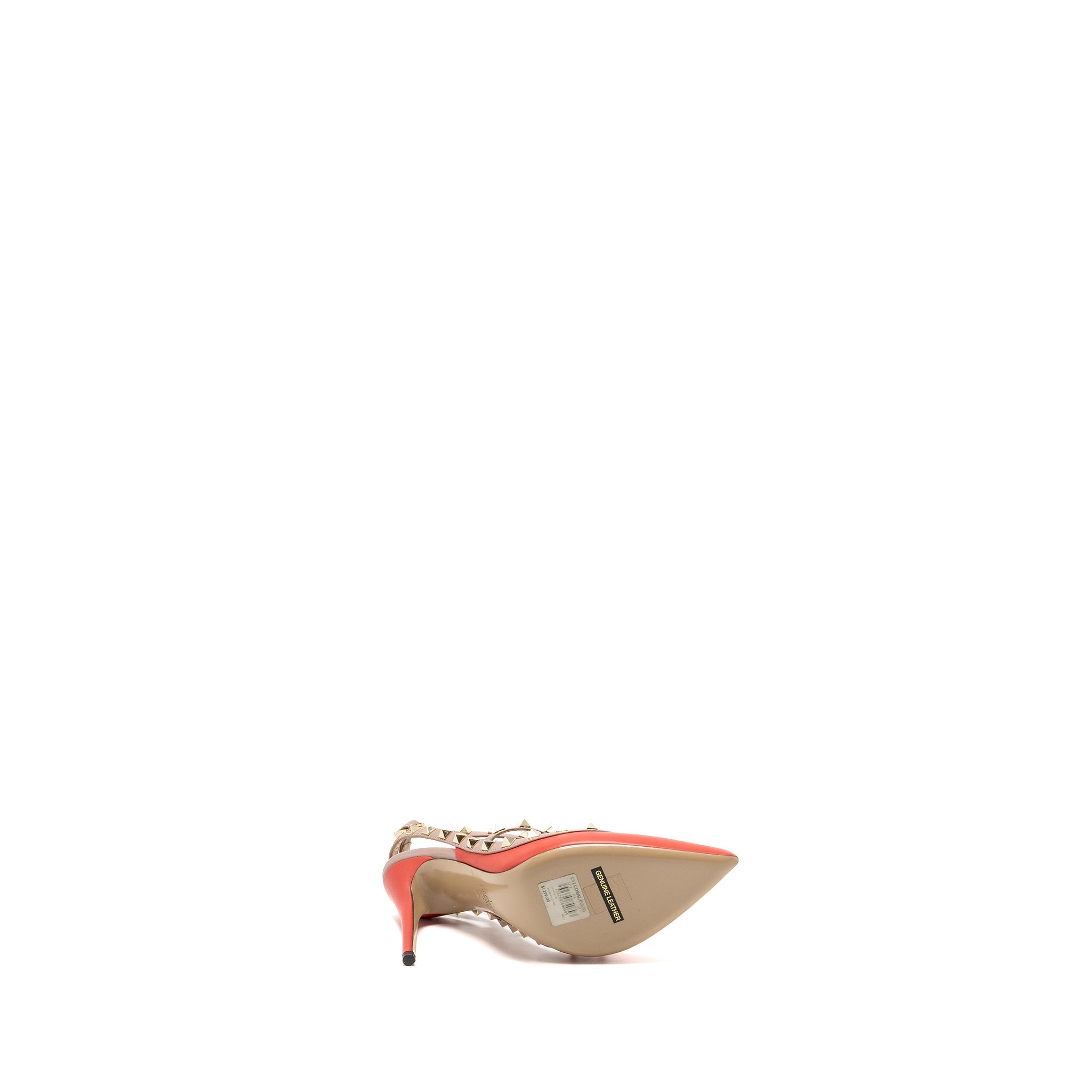 VALENTINO GARAVANI ROCKSTUD SLINGBACK HEELS LEATHER ORANGE RED