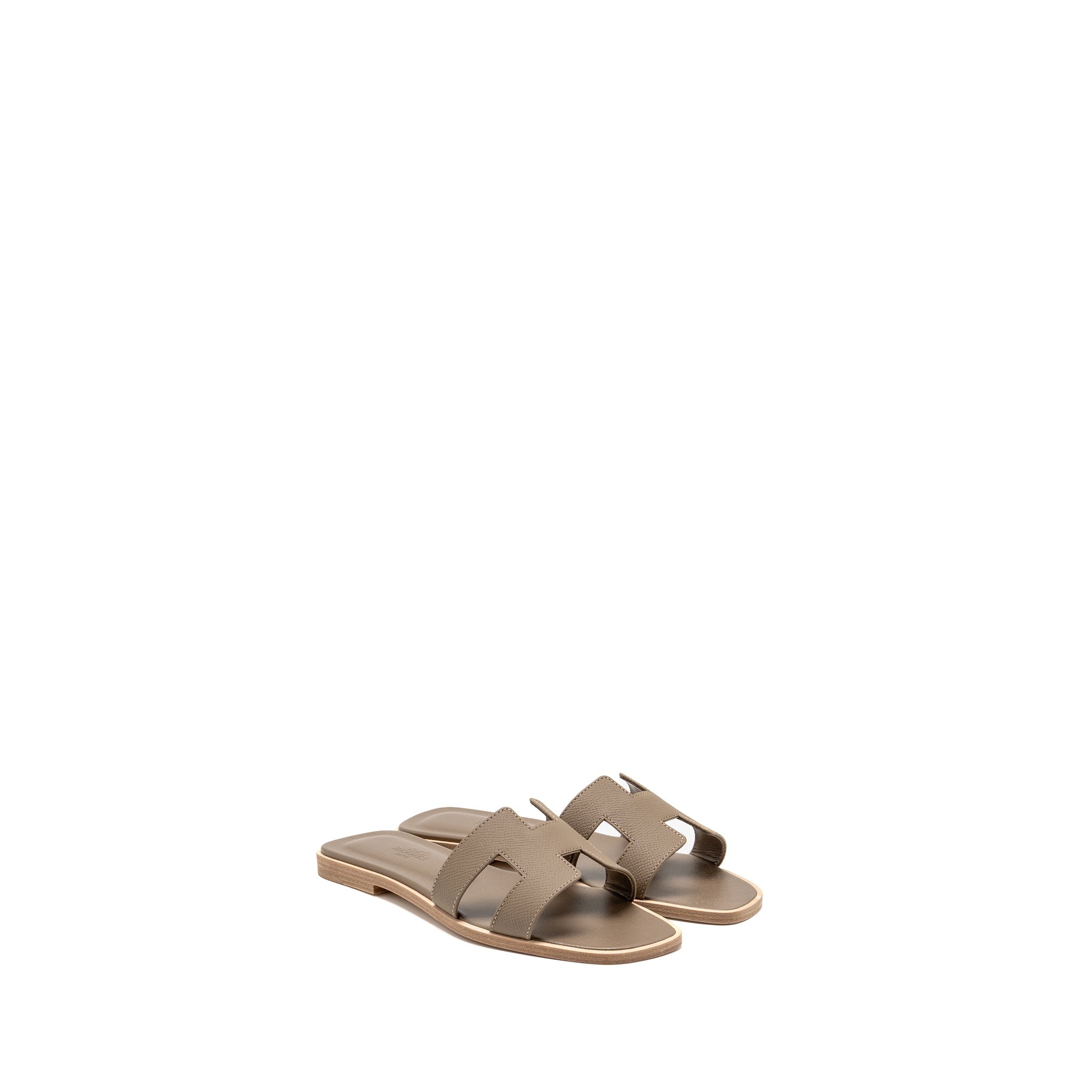 HERMES ORAN SANDALS EPSOM ETOUPE