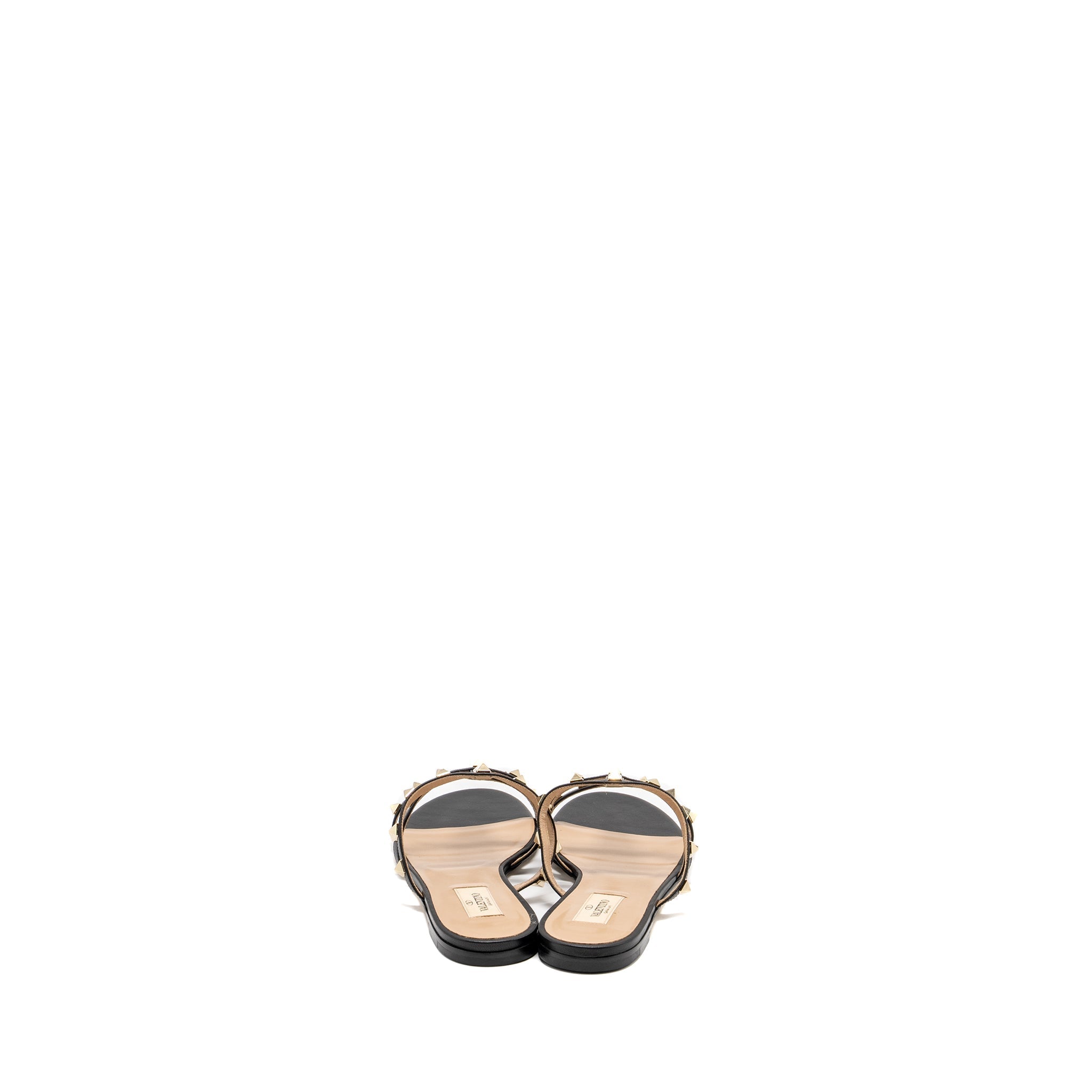 VALENTINO GARAVANI ROCKSTUD LEATHER SANDALS BLACK LGHW