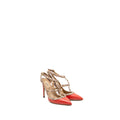 VALENTINO GARAVANI ROCKSTUD SLINGBACK HEELS LEATHER ORANGE RED
