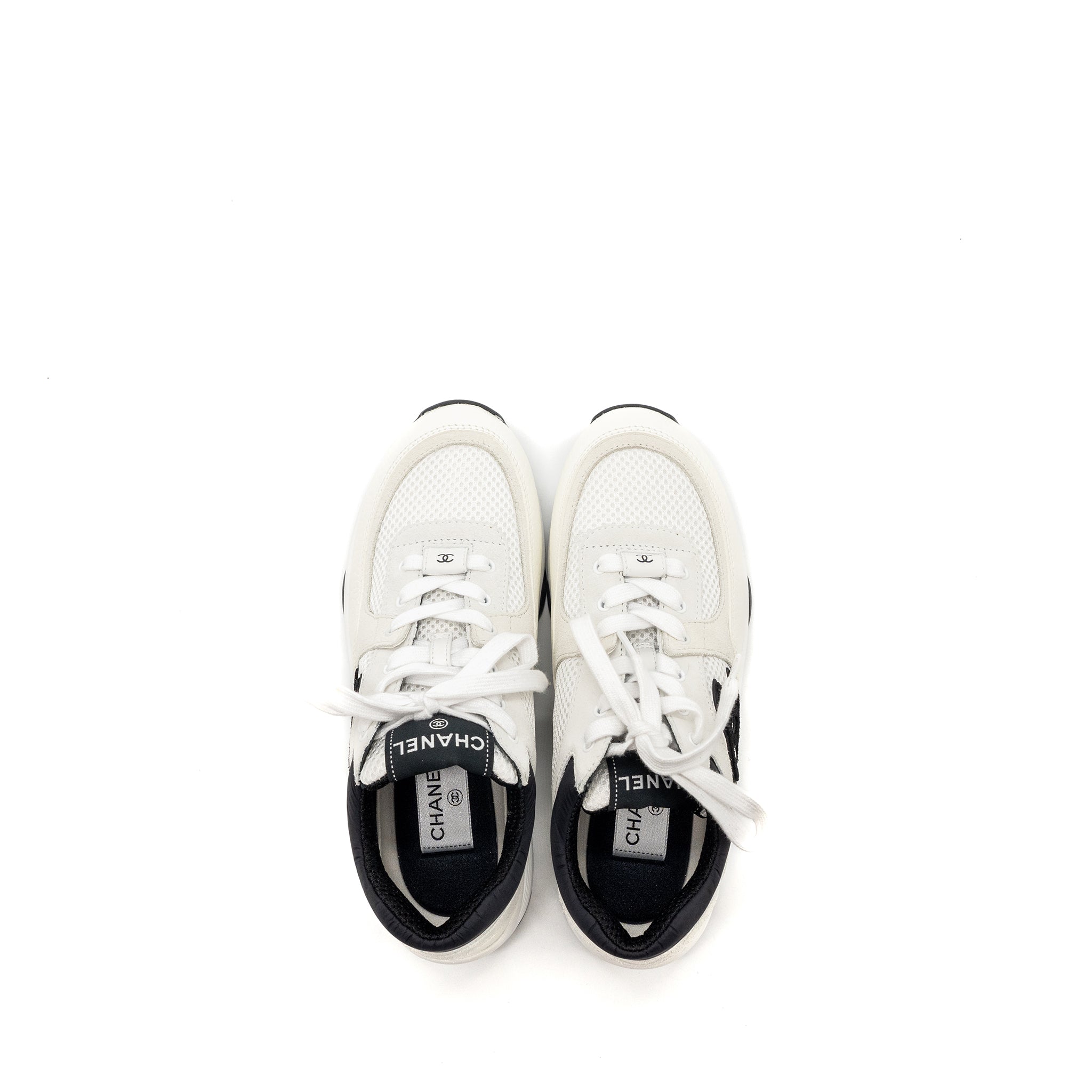 CHANEL CC LOGO TRAINER/SNEAKERS WHITE/BLACK
