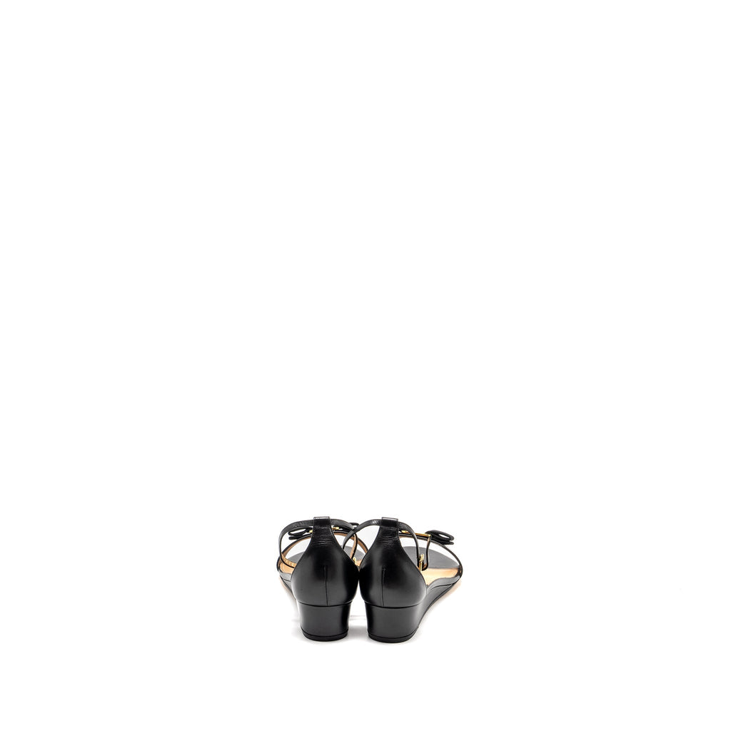 SALVATORE FERRAGAMO MARGOT VARA BOW SANDALS BLACK LGHW