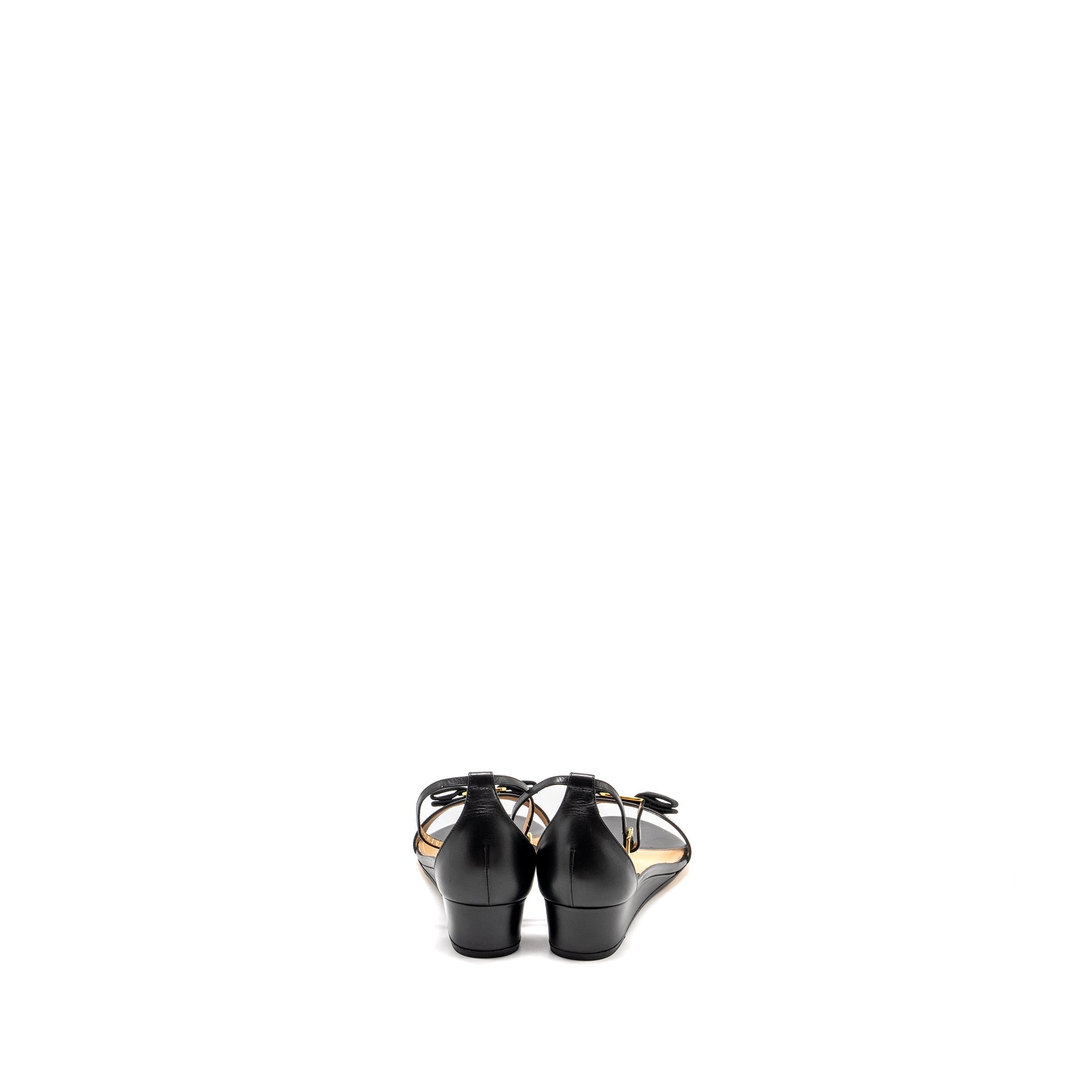 SALVATORE FERRAGAMO MARGOT VARA BOW SANDALS BLACK LGHW