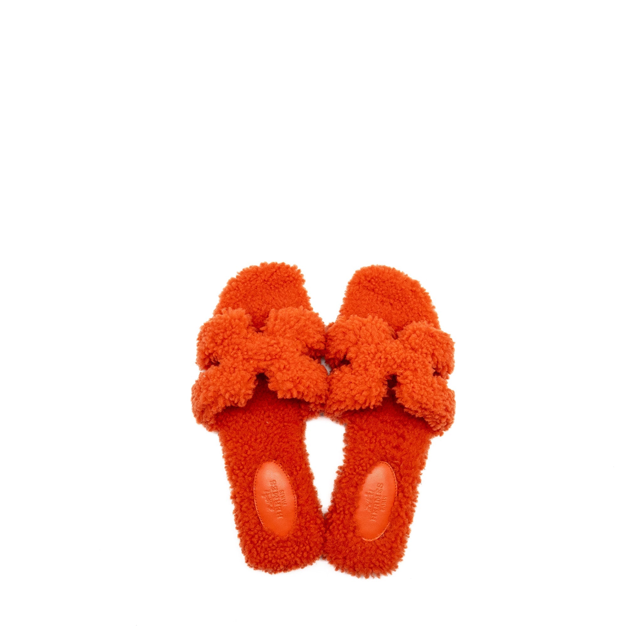 HERMES ORAN SANDALS SHEARLING ORANGE