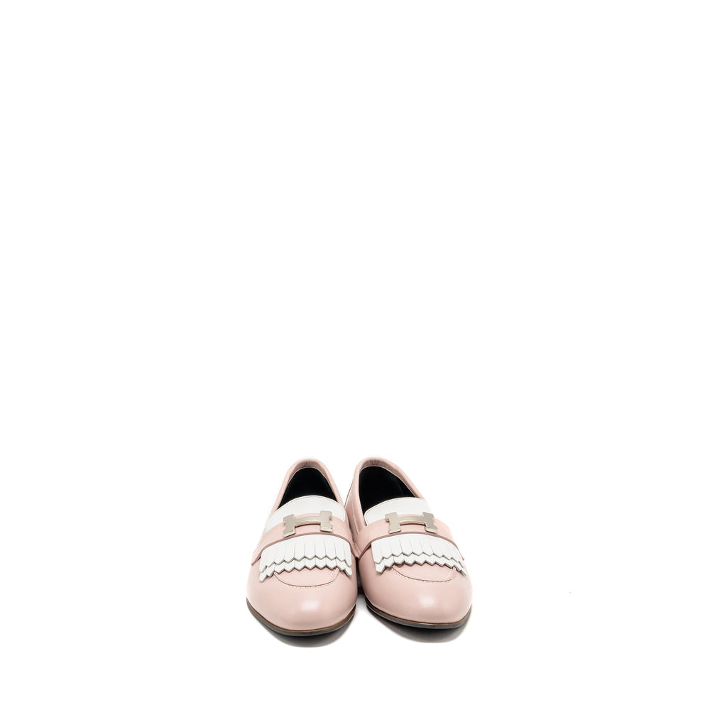 HERMES MOCASSINS ROYAL LOAFER CALFSKIN ROSE PORCELAINE SHW