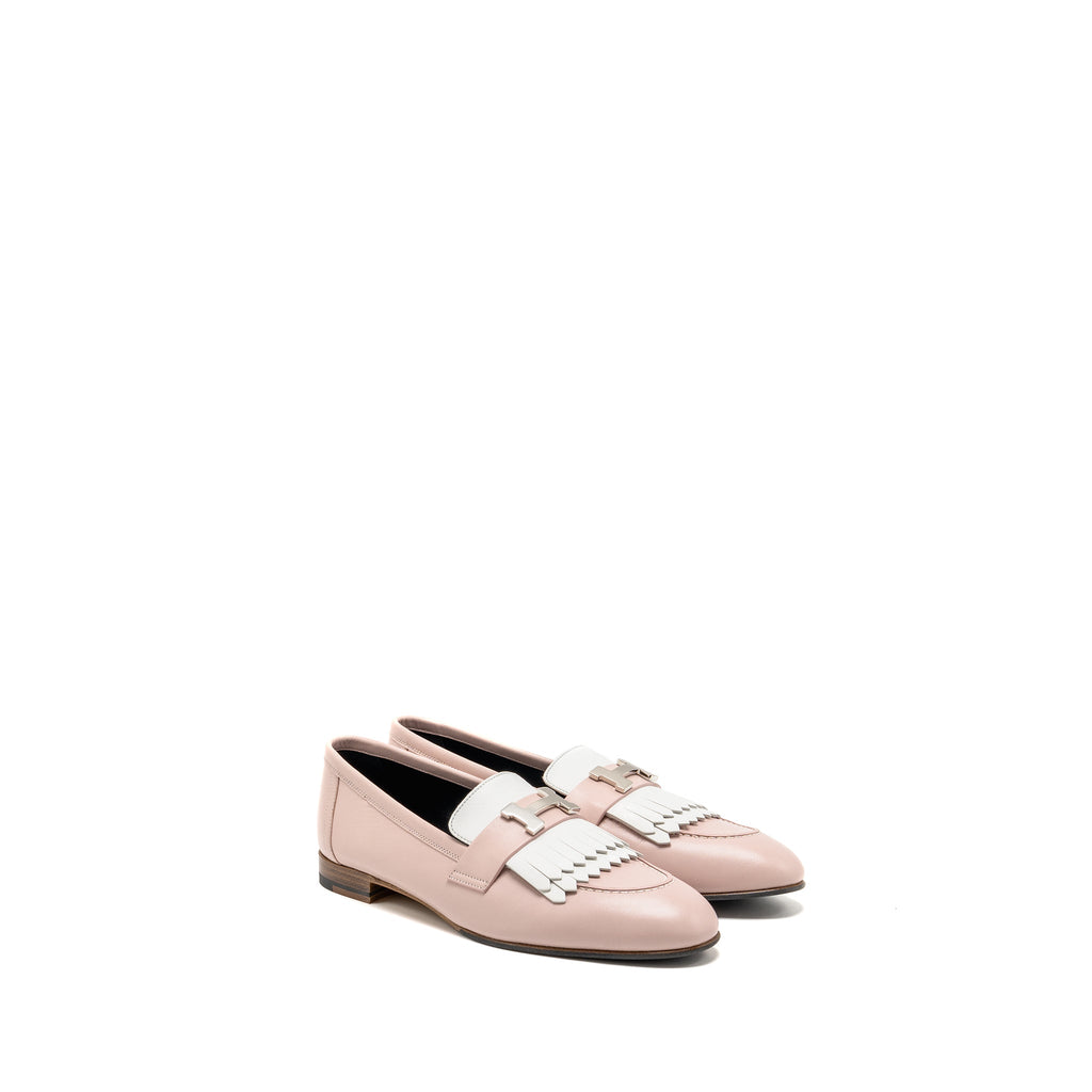 HERMES MOCASSINS ROYAL LOAFER CALFSKIN ROSE PORCELAINE SHW