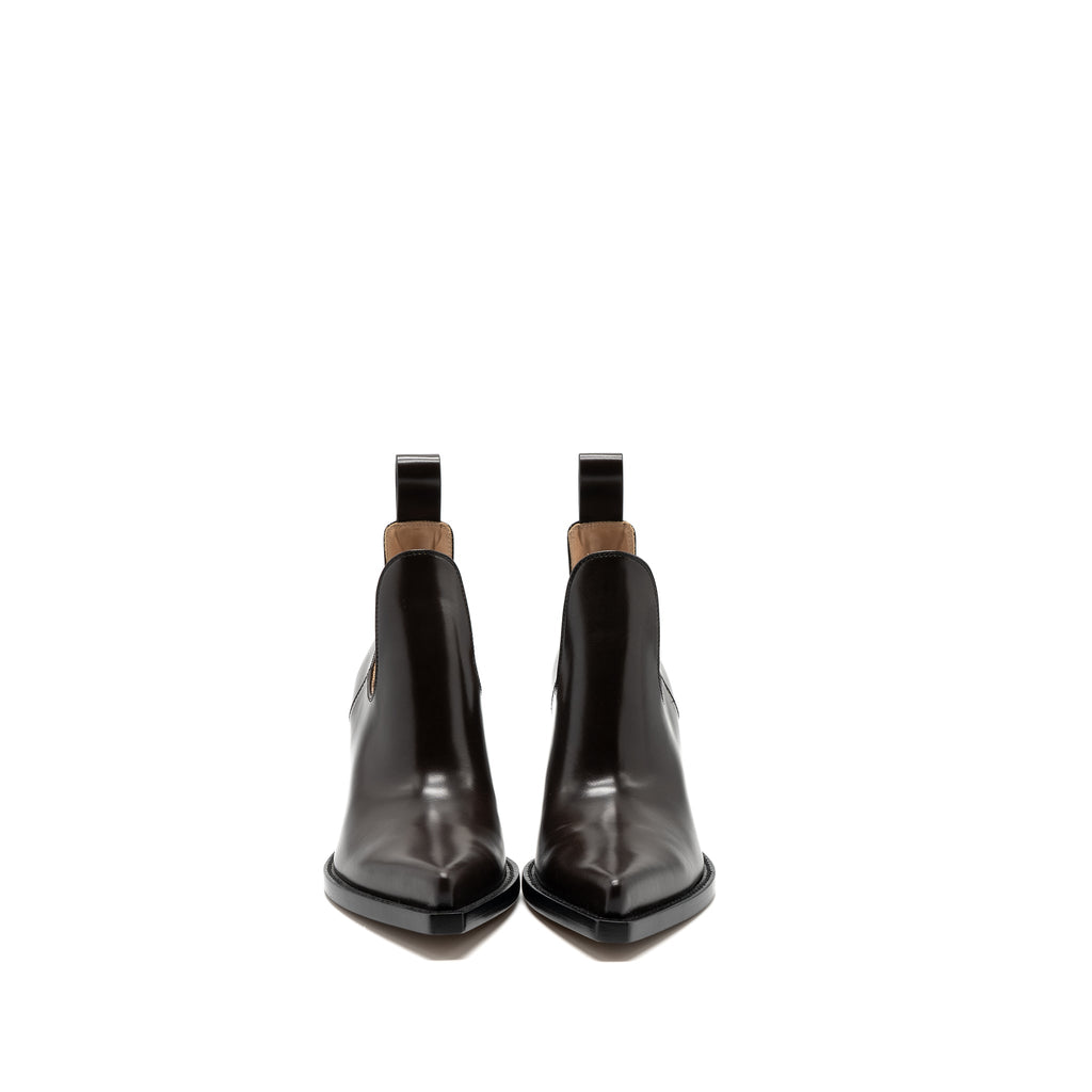 BOTTEGA VENETA LEATHER BOOTS DARK BROWN