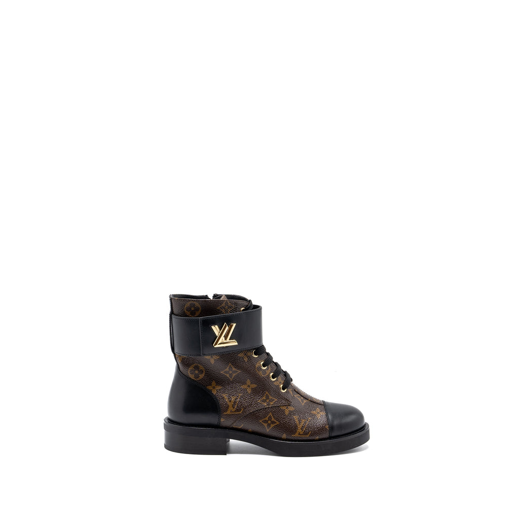 LOUIS VUITTON WONDERLAND FLAT RANGER ANKLE BOOTS MONOGRAM CANVAS/LEATHER GHW