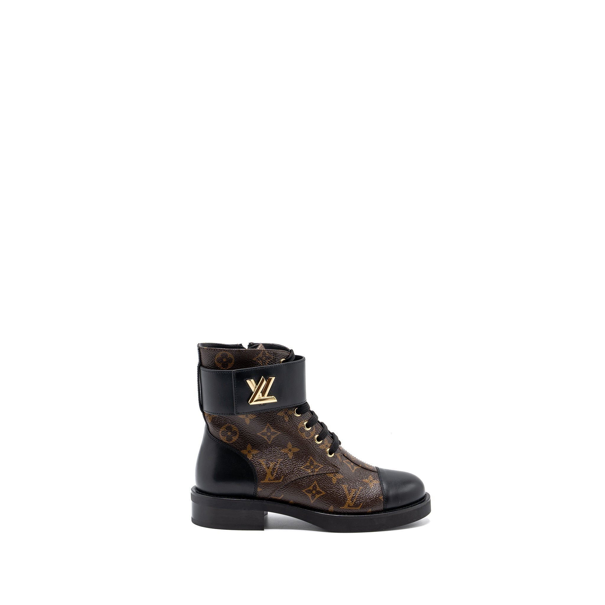 LOUIS VUITTON WONDERLAND FLAT RANGER ANKLE BOOTS MONOGRAM CANVAS/LEATHER GHW