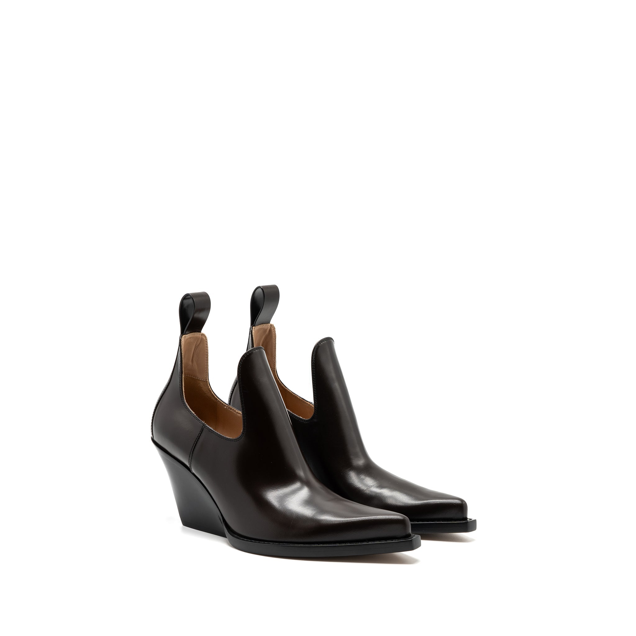 BOTTEGA VENETA LEATHER BOOTS DARK BROWN