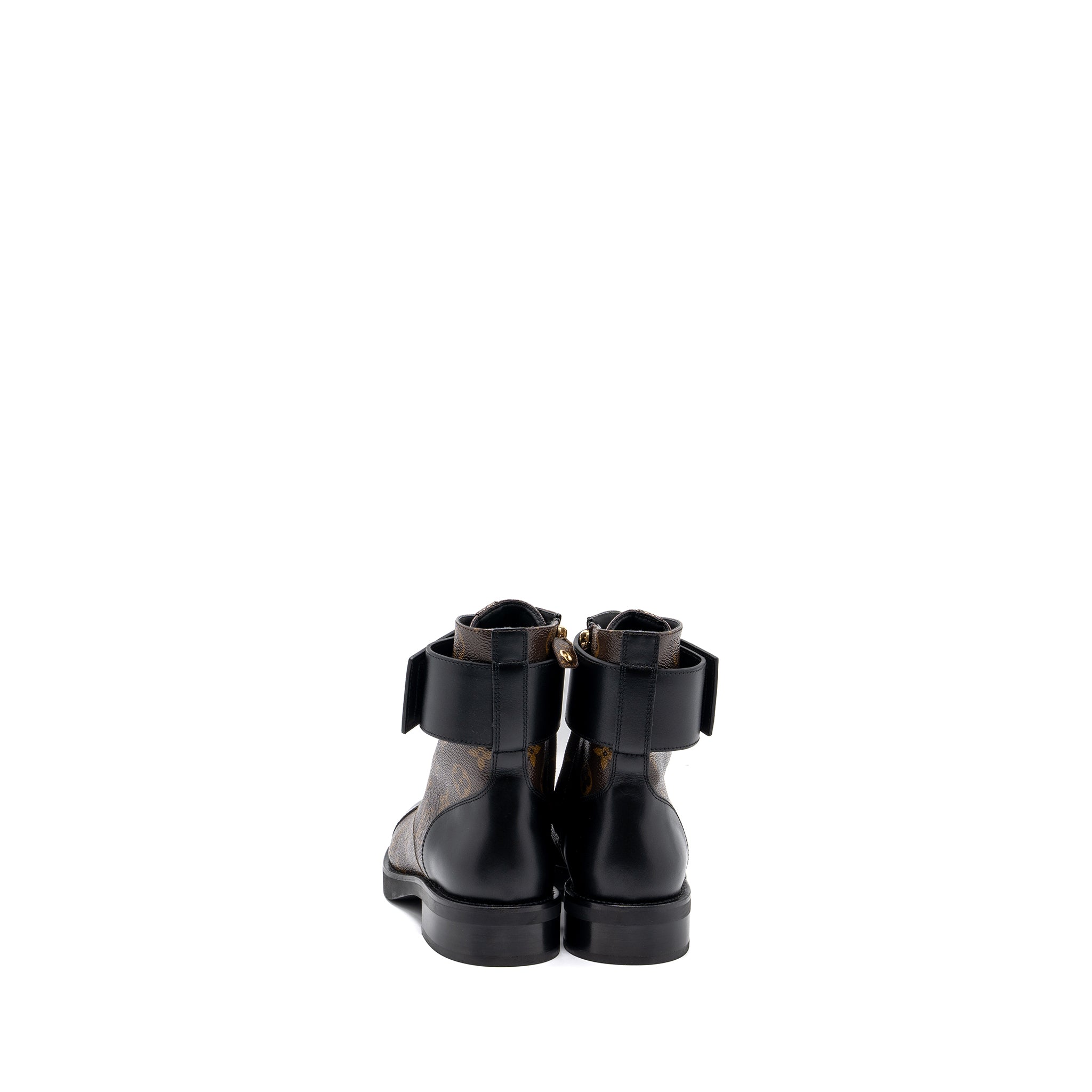 LOUIS VUITTON WONDERLAND FLAT RANGER ANKLE BOOTS MONOGRAM CANVAS/LEATHER GHW