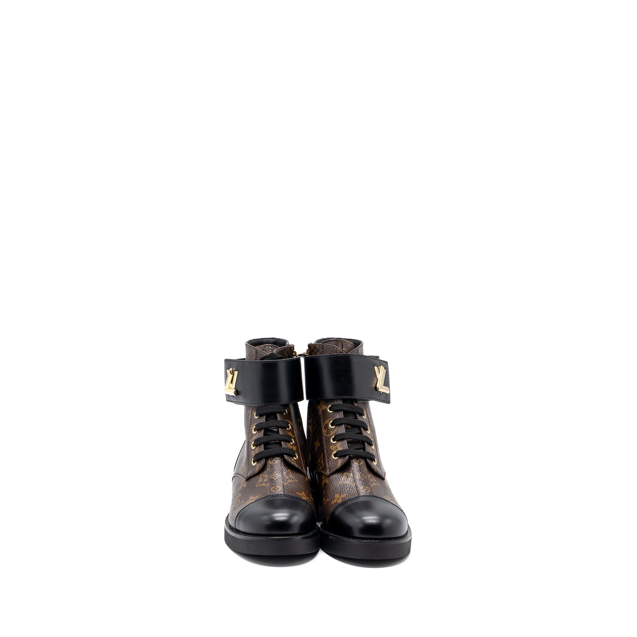LOUIS VUITTON WONDERLAND FLAT RANGER ANKLE BOOTS MONOGRAM CANVAS/LEATHER GHW