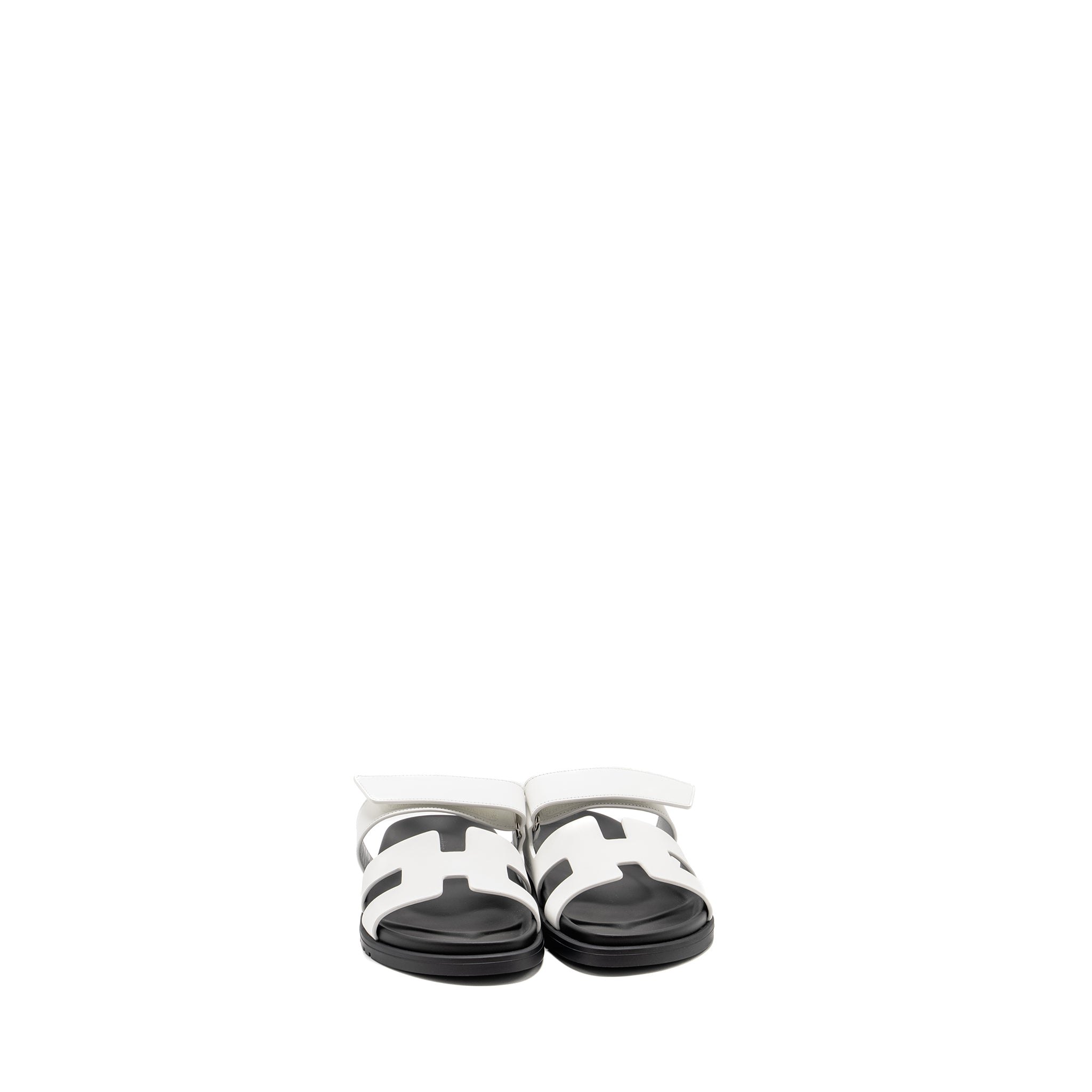 HERMES CHYPRE SANDALS WHITE/BLACK