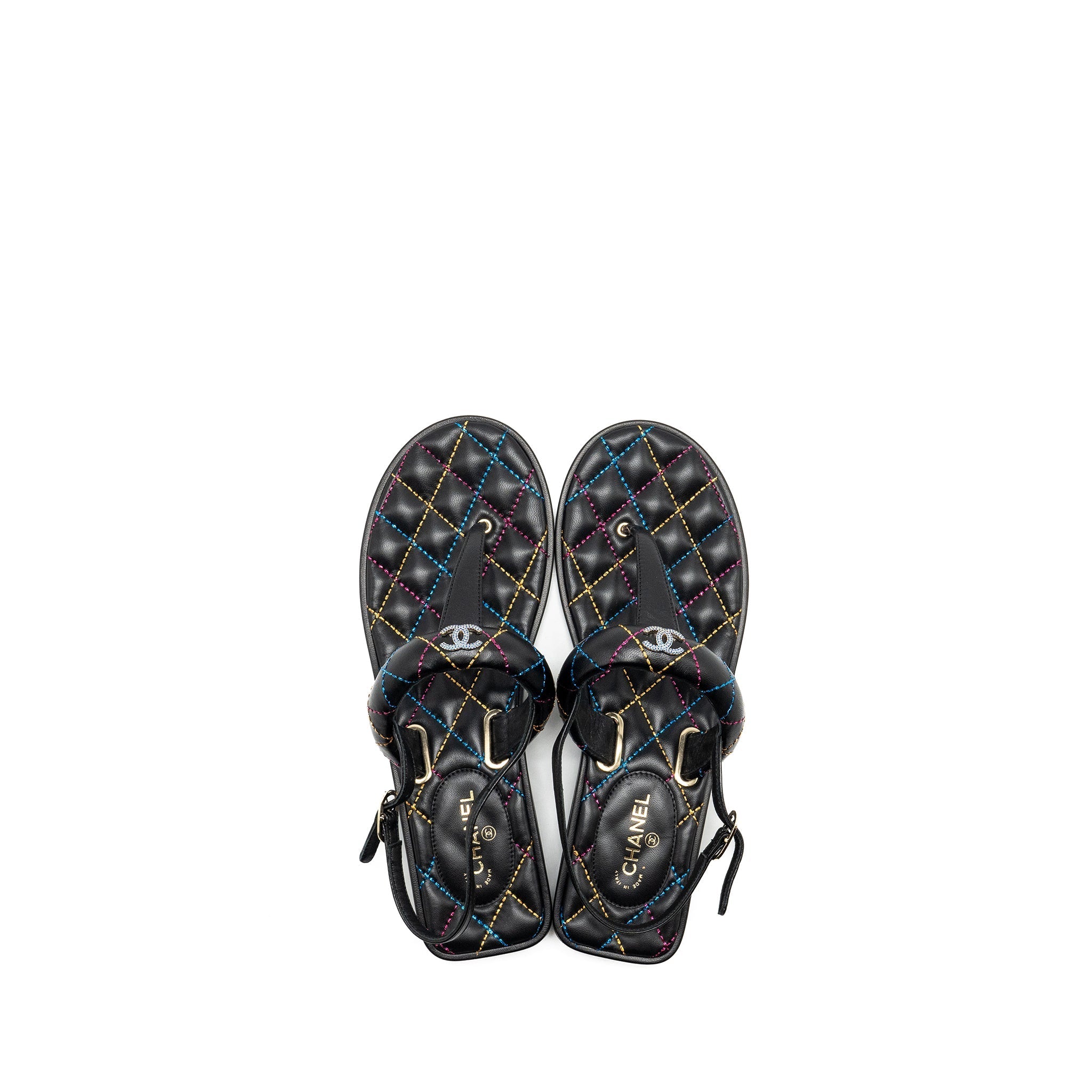 CHANEL SANDALS BLACK /MULTICOLOUR