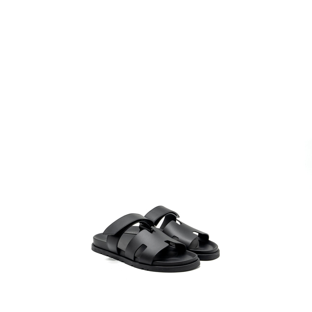 HERMES CHYPRE SANDALS CALFSKIN BLACK
