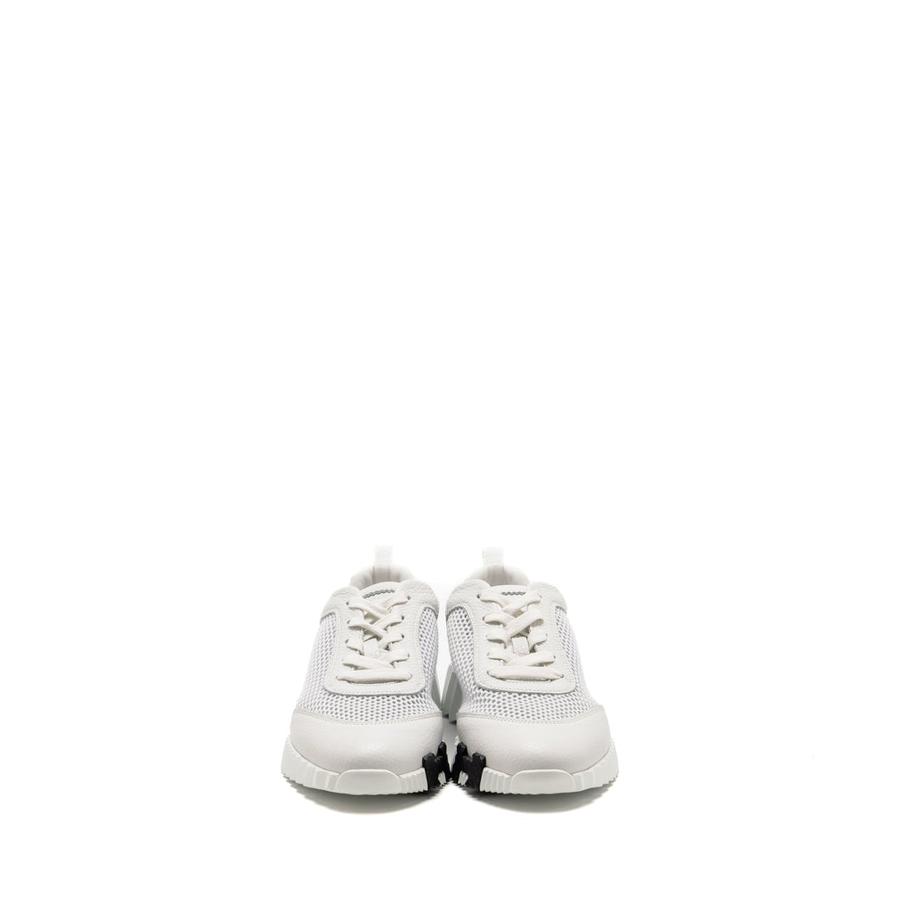 HERMES FEMME BOUNCING SNEAKER CROCHET KNIT/CALFSKIN BLANC