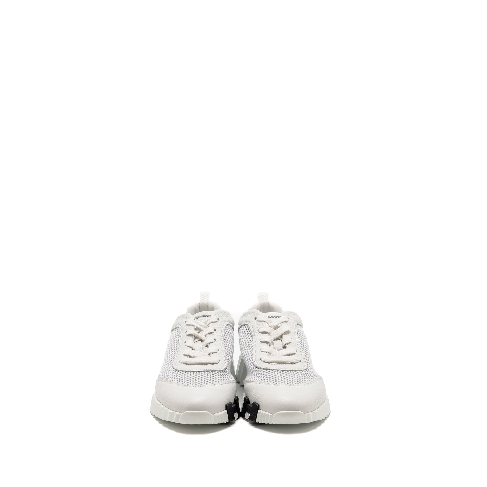HERMES FEMME BOUNCING SNEAKER CROCHET KNIT/CALFSKIN BLANC